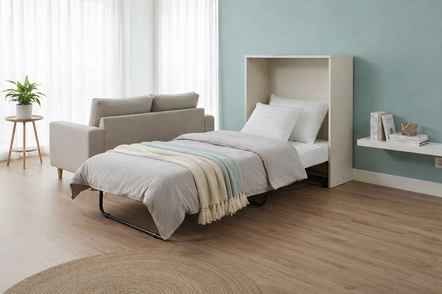 Home affaire Schrankbett »Sognum als Gästebett nutzbar, Wandklappbett in Kommodenoptik« in den Farben weiss, schwarz und kaschmir erhältlich,  inkl. Matratze, platzsparendes Klappbett, optimal für kleine Räume