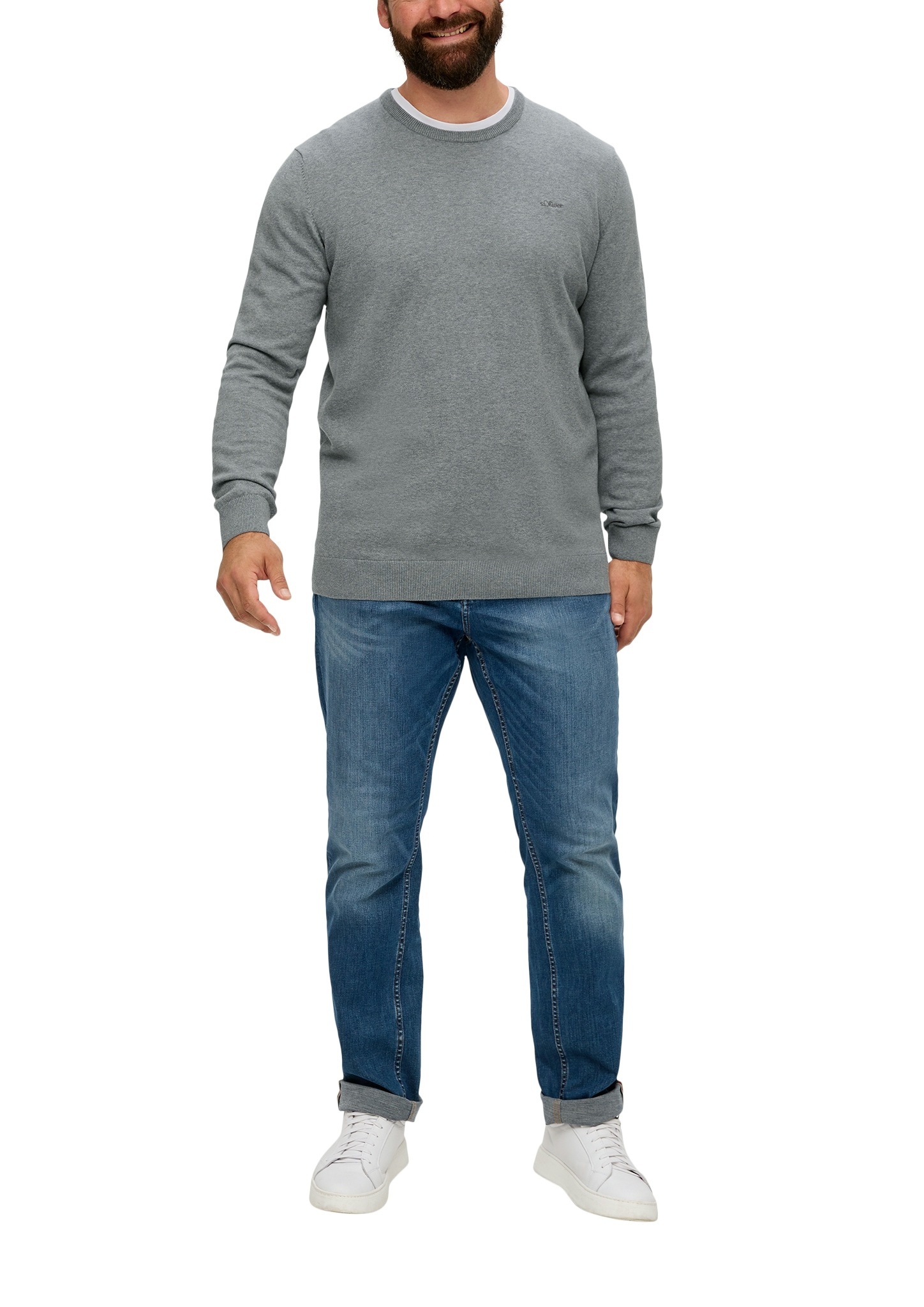 s.Oliver Men Big Sizes Strickpullover mit Logostickerei - Grosse Grössen