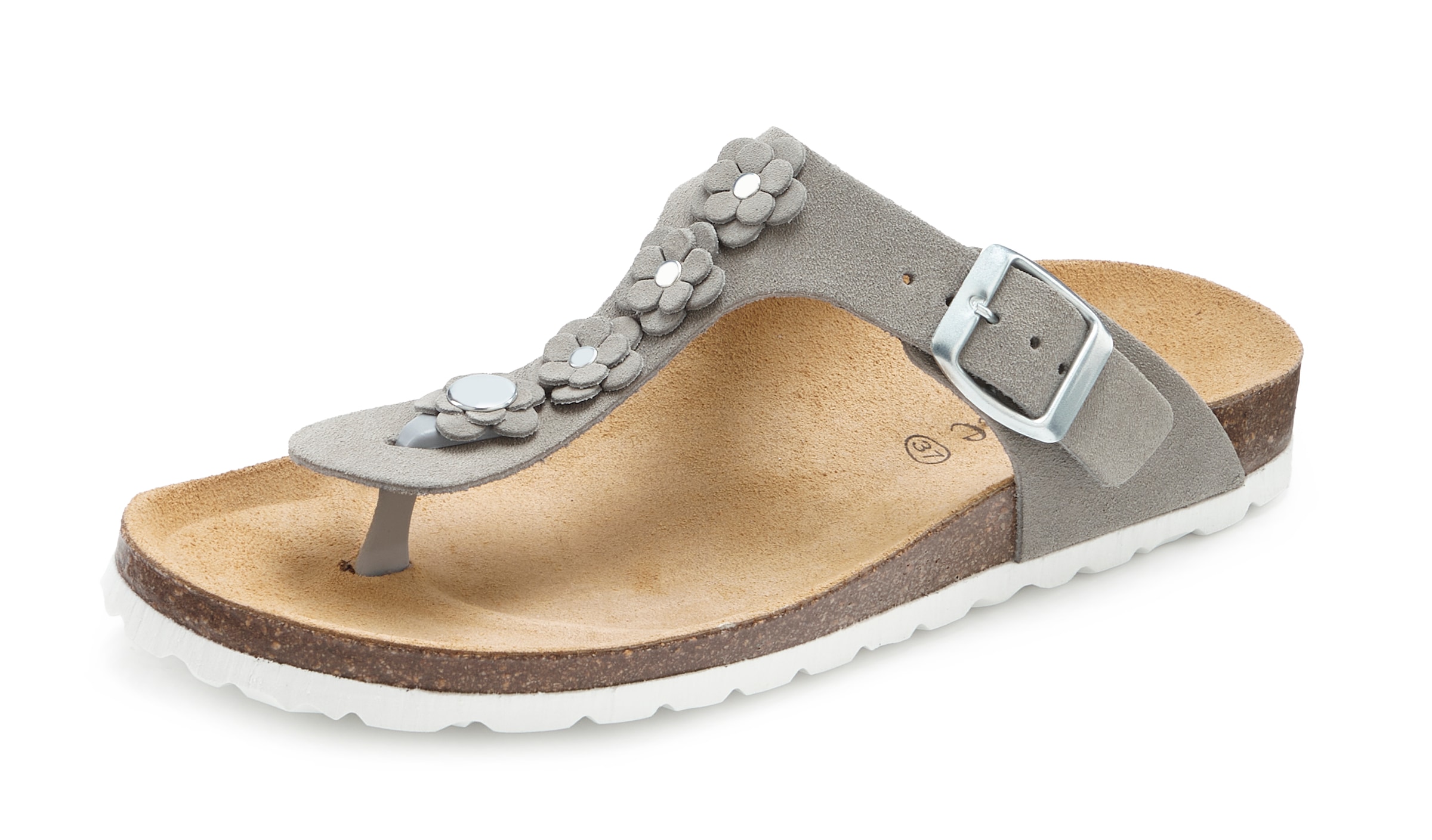 Vivance Pantolette »Mule, Sandale, offener Schuh, Sommerschuh,«  NEU aus Leder mit Korkfussbett und Blüten-Applikation