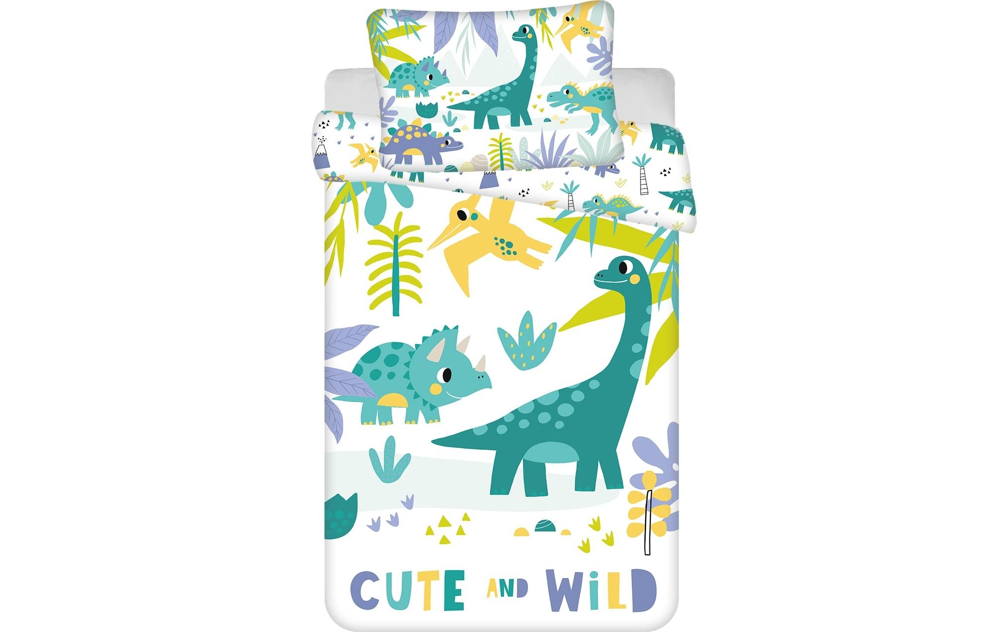 Image of Kinderbettwäsche "Jerry Fabrics Dino cute & wild 100 x 135 cm + 40 x 60 cm" 2 Stk.