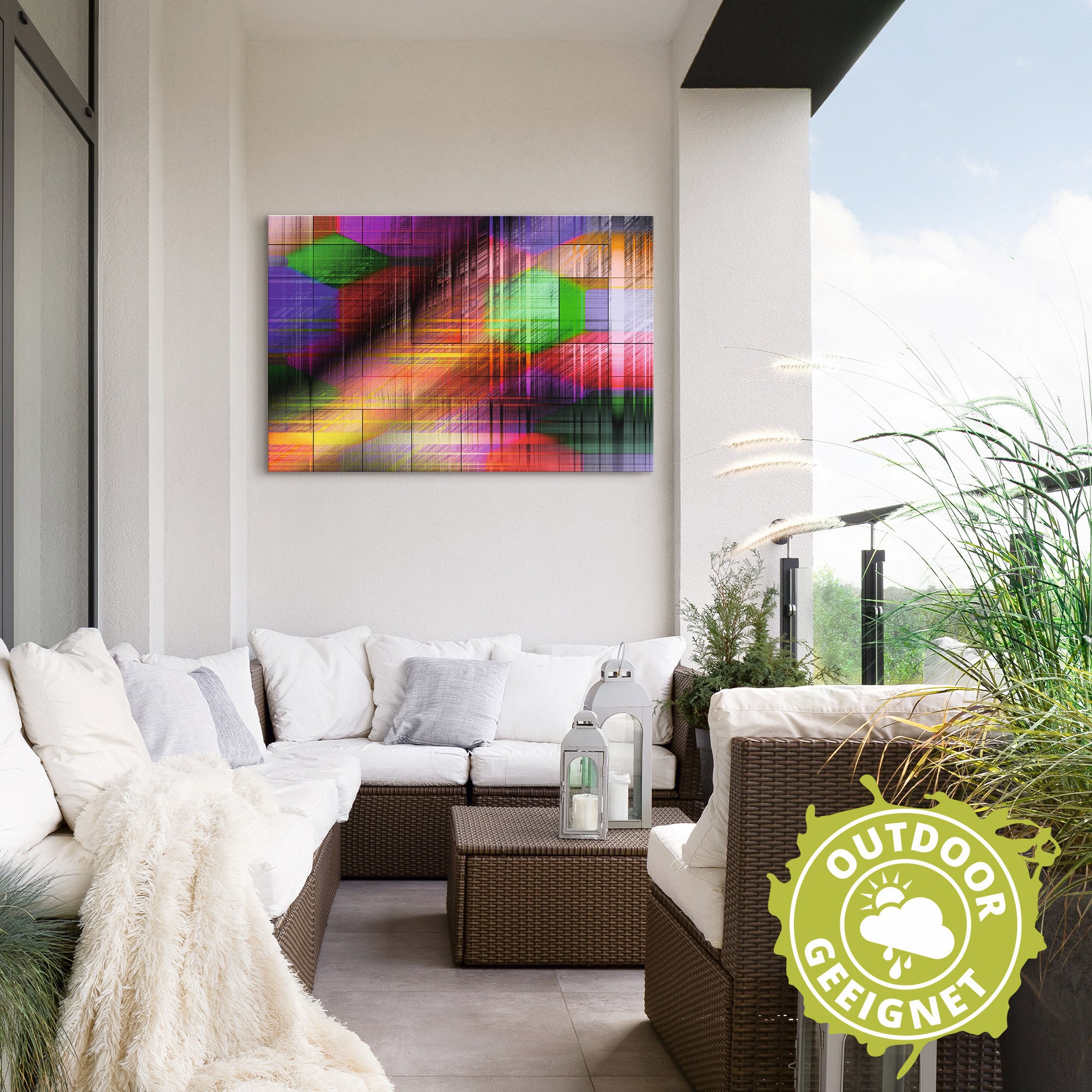 Artland Alu-Dibond-Druck »Bunte Linien II«, Muster, (1 St.), für Innen- und Aussenbereich geeignet, Outdoorbild