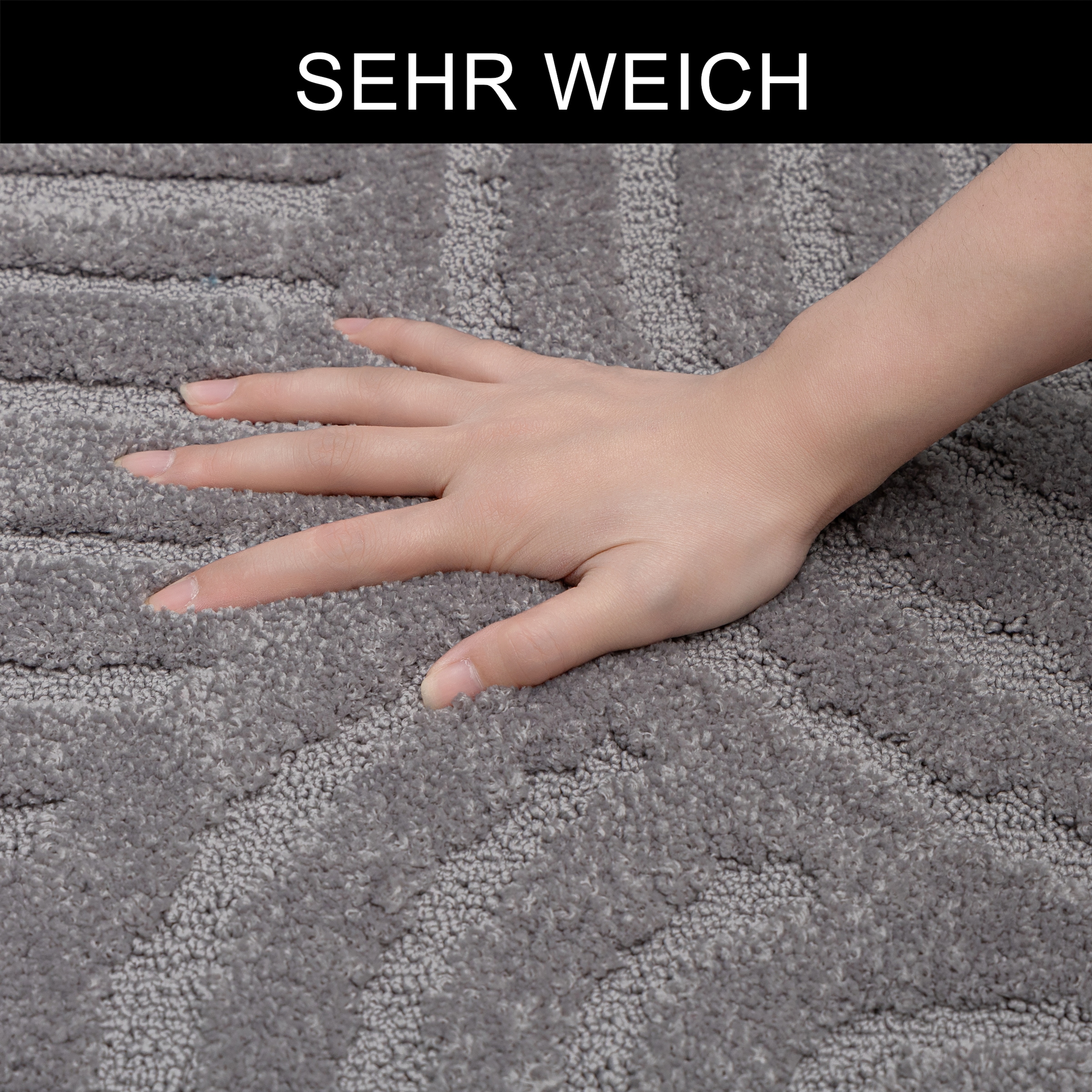 GOODproduct Badematte »Zen, Badvorleger, Badezimmer Teppich, Duschvorleger« Höhe 10 mm rutschhemmend beschichtet fussbodenheizungsgeeignet | schnell trocknend Uni Farben, Hoch-Tief-Effekt, modernes Muster, Zen