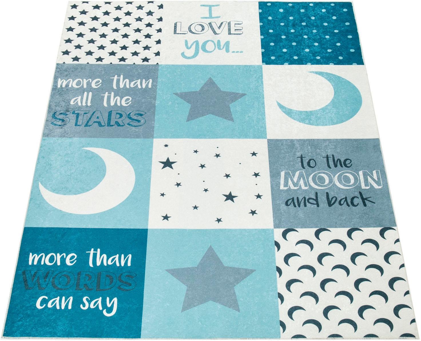 Image of Paco Home Kinderteppich »Aleyna 101«, rechteckig, 6 mm Höhe, Kurzflor, Kinder Design, Motiv Mond & Sterne, Kinderzimmer bei Ackermann Versand Schweiz