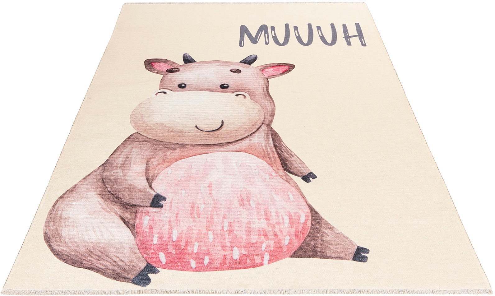 Image of Obsession Kinderteppich »My Greta 608«, rechteckig, 6 mm Höhe, Kurzflor, Motiv Kuh, mit Fransen, Kinderzimmer bei Ackermann Versand Schweiz