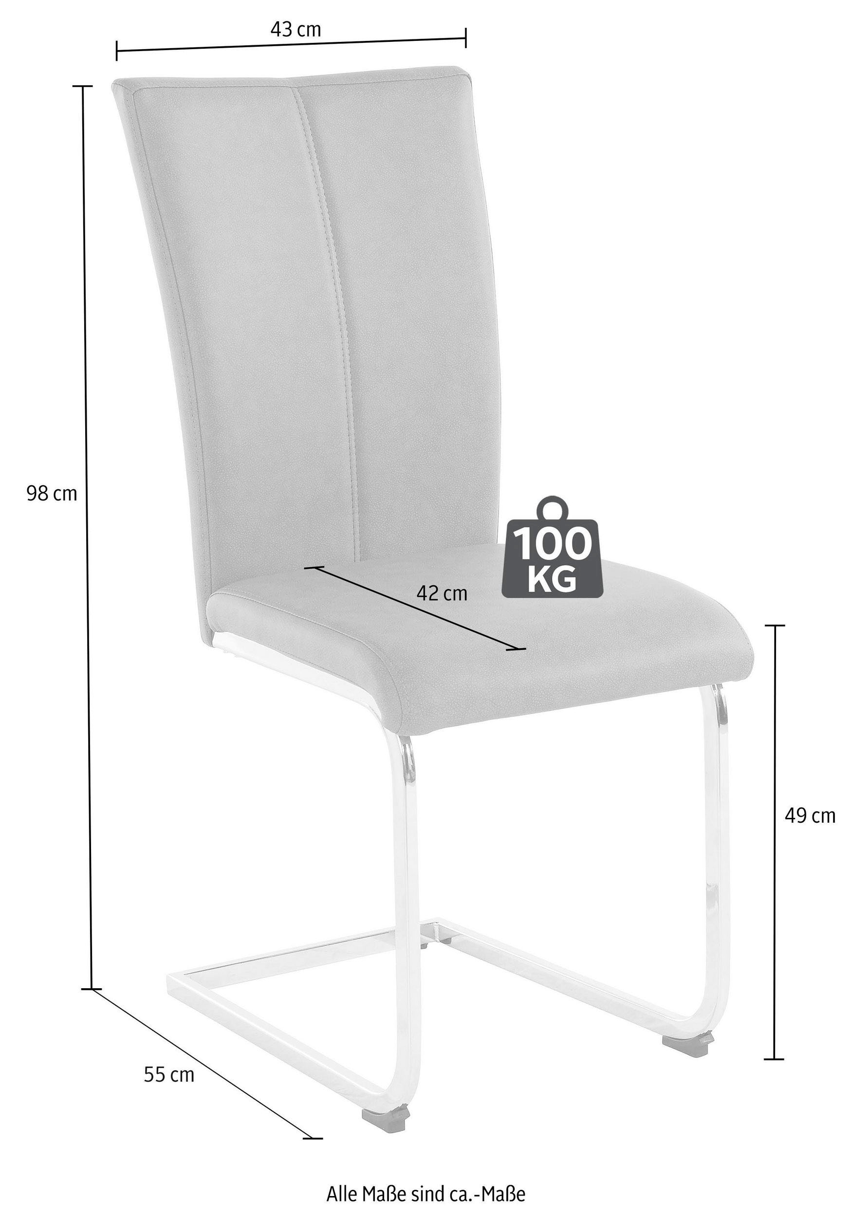 Home affaire Chaise cantilever »Alex« (Set) 2 cuisStuhl belastbar bis 120 Kg, Gestell im Chrom-Look