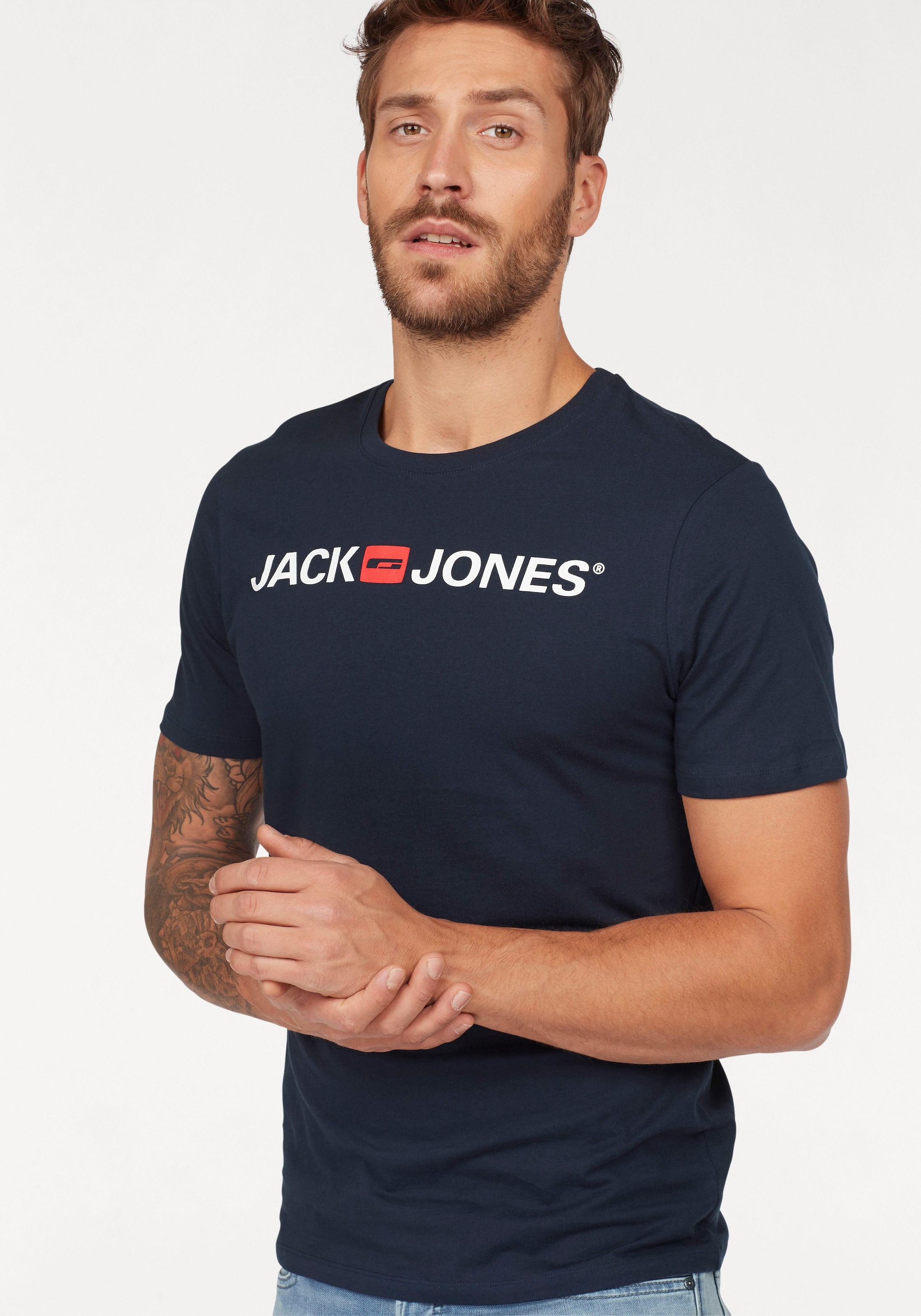 Image of Jack & Jones T-Shirt "JJECORP mit Print, vielseitig kombinierbar für den Alltag" Logodruck, modisch, regular fit, Baumwolle, Rundhals