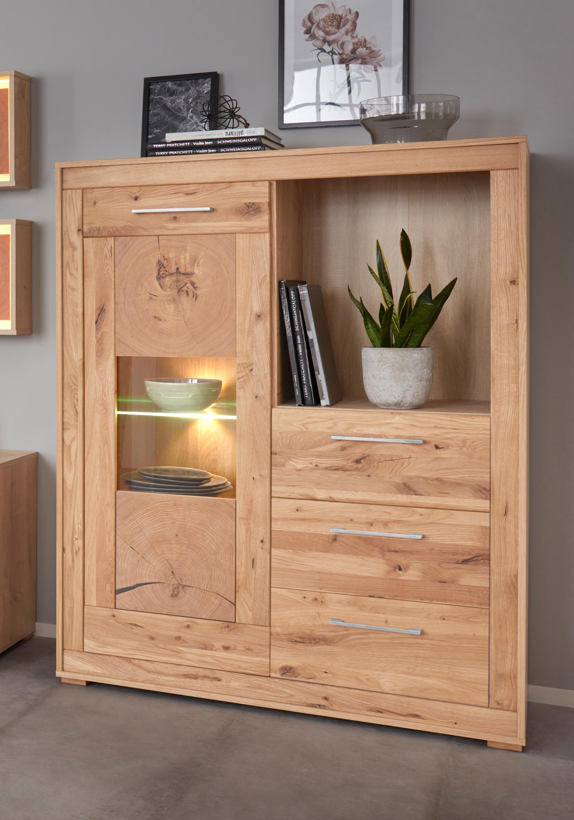 Image of VOGL Möbelfabrik Highboard Breite 107 cm, Teilmassivholz, Made in Germany