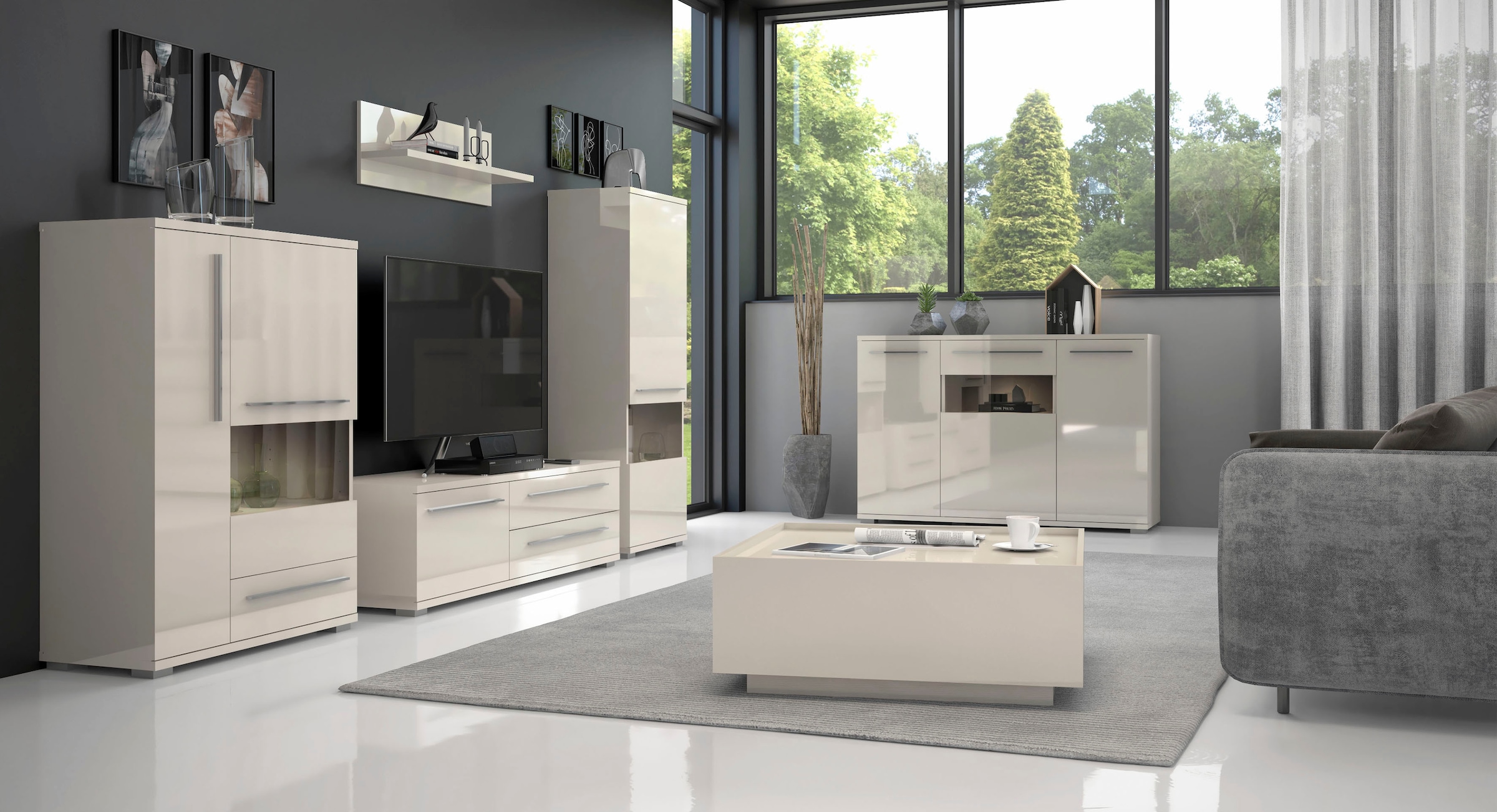 GOODproduct TV-Board »Piano« (H/B/T): 46,2/150/45,2cm,  UV lackiert, mit Soft-Close-Funktion