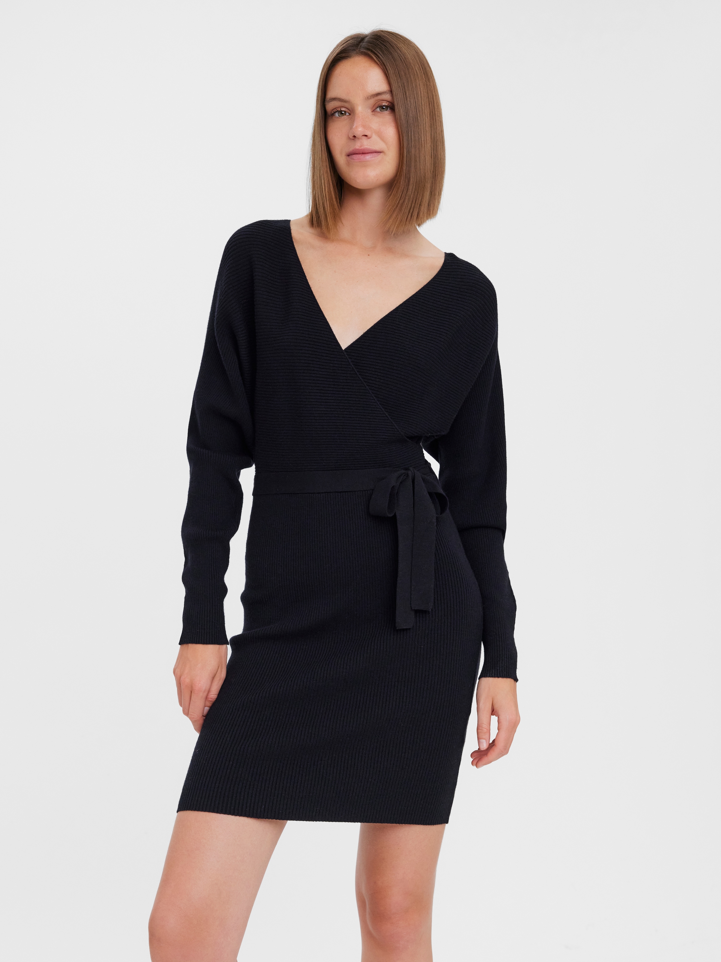 Image of Vero Moda Strickkleid "VMHOLLYREM LS V-NECK DRESS GA NOOS"