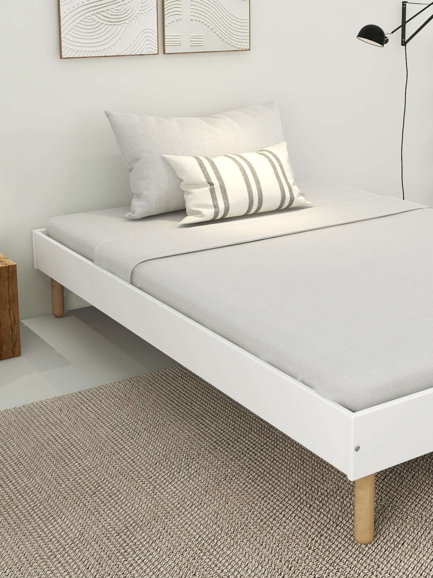 Home affaire Bett »Dagmar, Bettgestell, teilMDF, minimalistisches Design«, Breite 140 cm, inklusive feste Latten aus massiver Kiefer