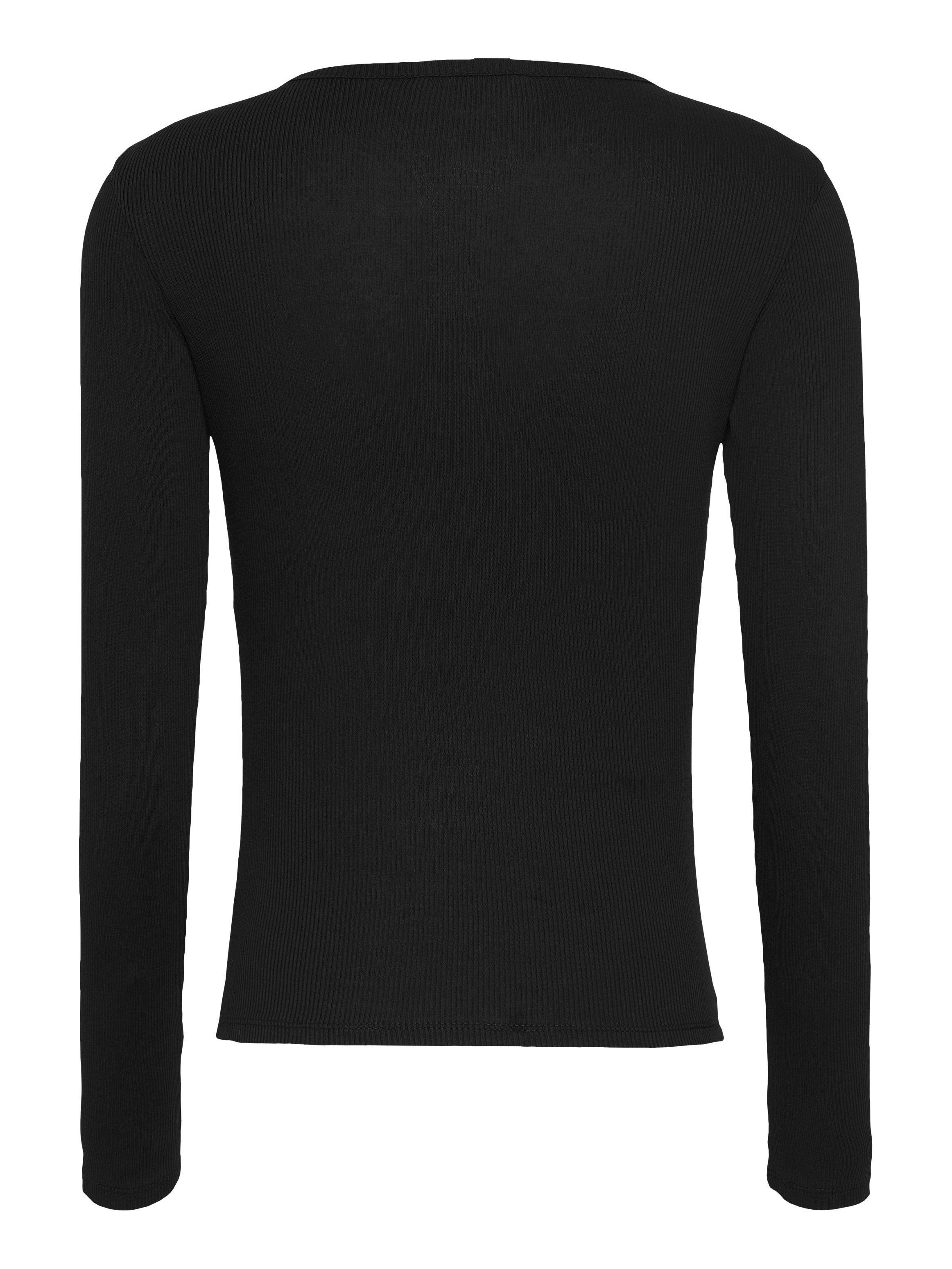 Tommy Jeans Curve Langarmshirt »TJW SLIM BUTTON RIB«, in Grossen Grössen, Rippoptik, mit Loogstickerei