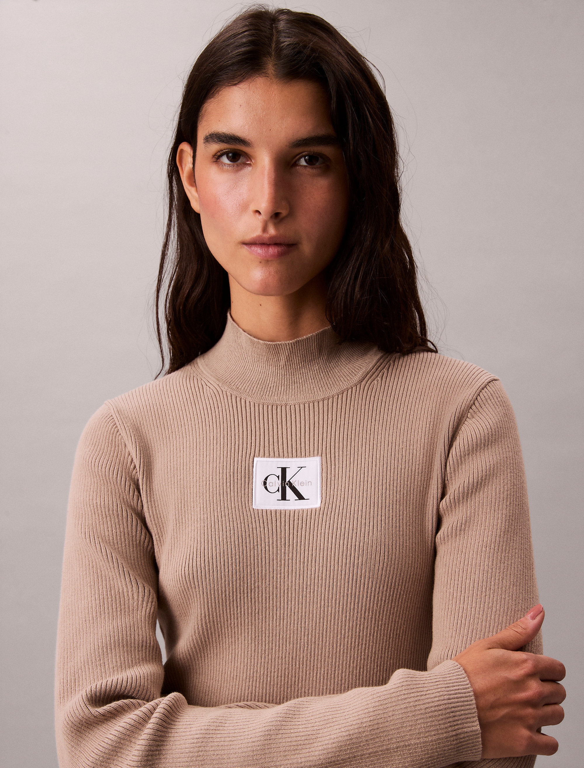 Calvin Klein Jeans Strickkleid »LS T NECK MINI DRESS«, Mit Rundhalsausschnitt, figurbetont