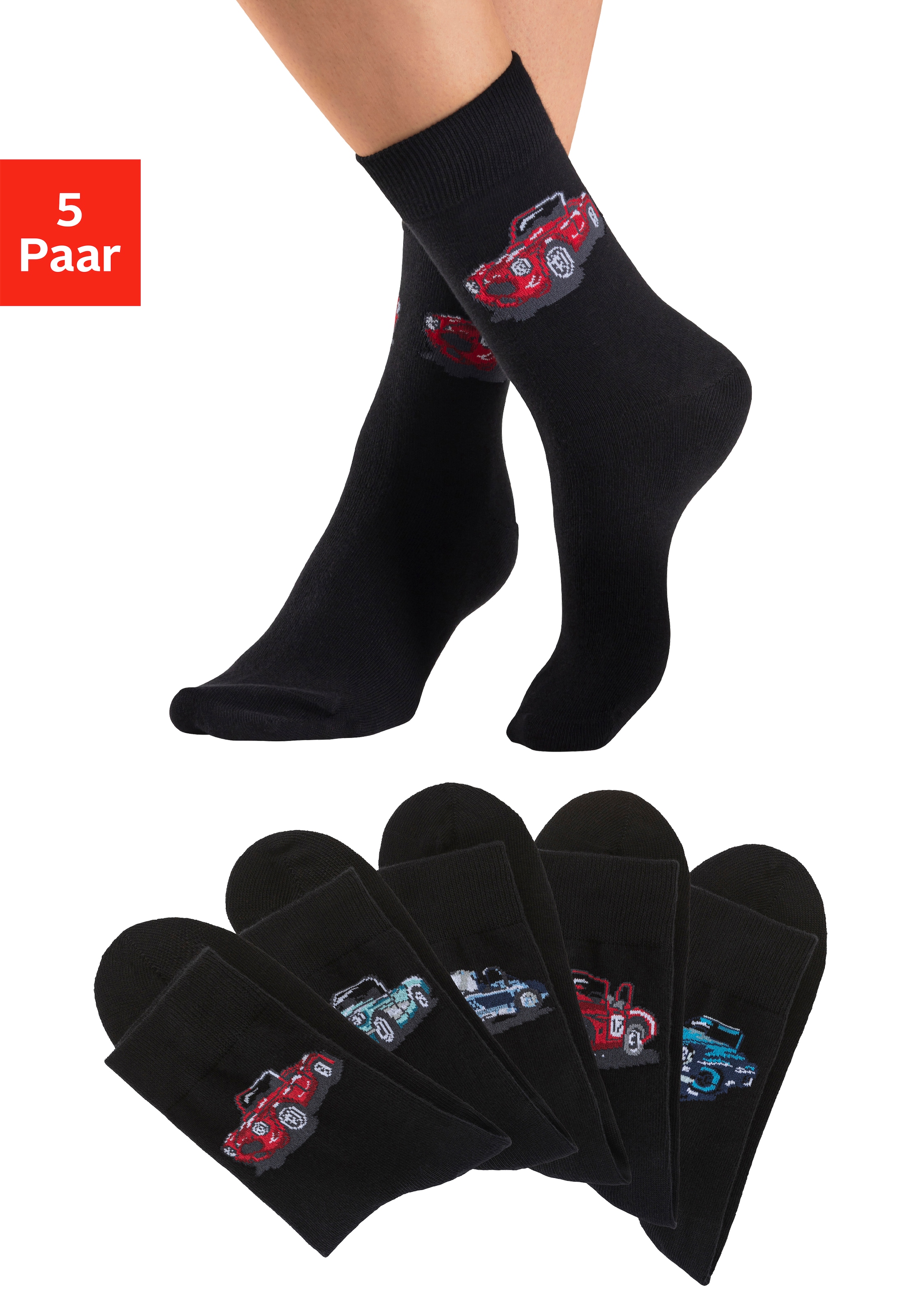 Image of H.I.S Freizeitsocken Packung, 5 Paar tlg. mit eingestrickten Motiven