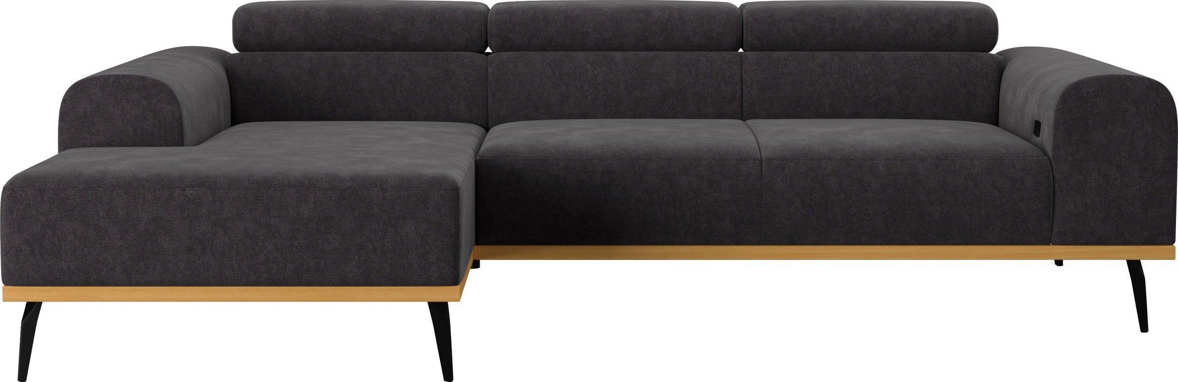 Places of Style Ecksofa »Carlo L-Form«, mit Kopfteilverstellung & Holz-Rahmenoptik, wahlweise Relaxfunktion