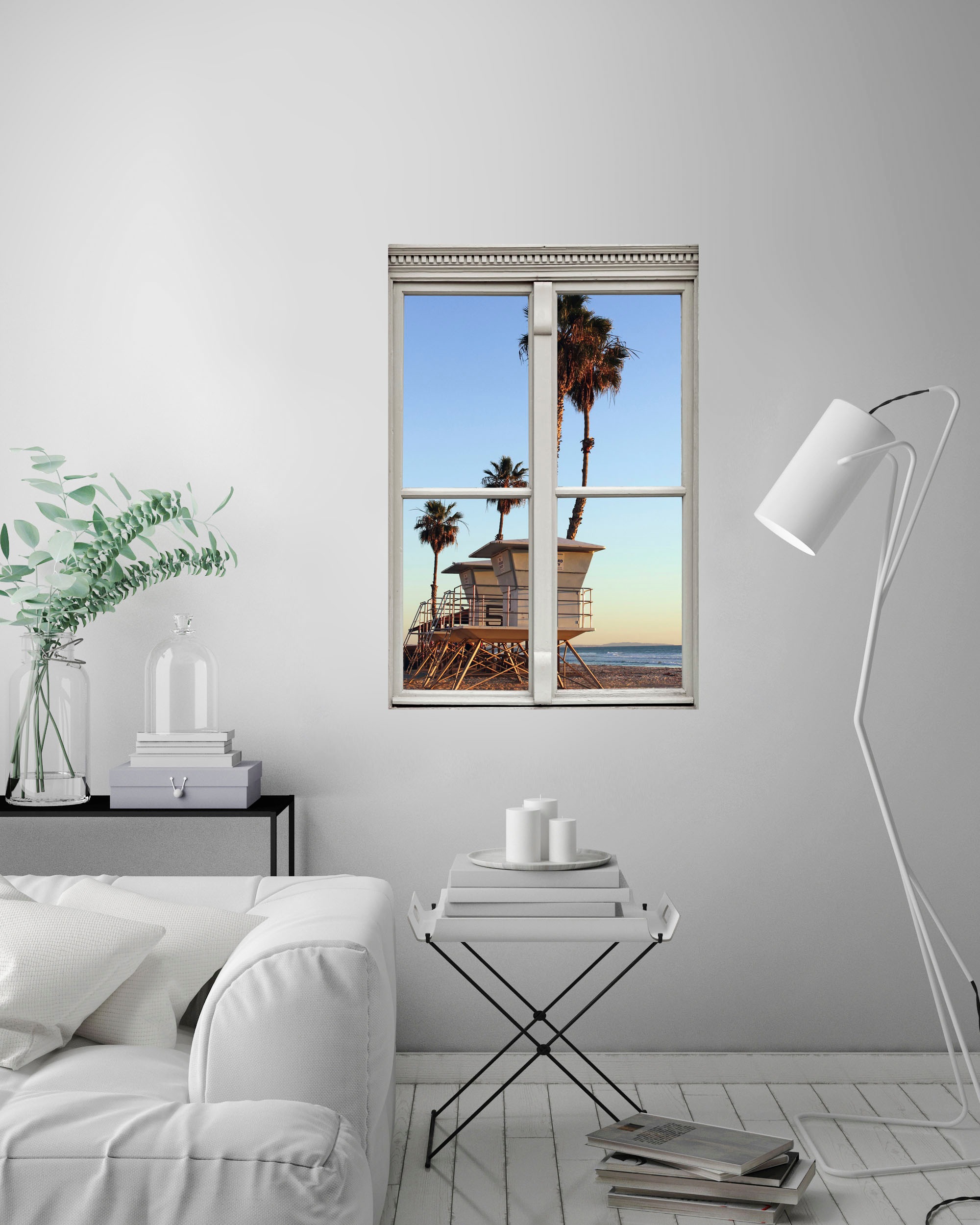 queence Wandsticker »Strand«, Wandsticker, Wandbild, selbstklebend, 3D, Fenster