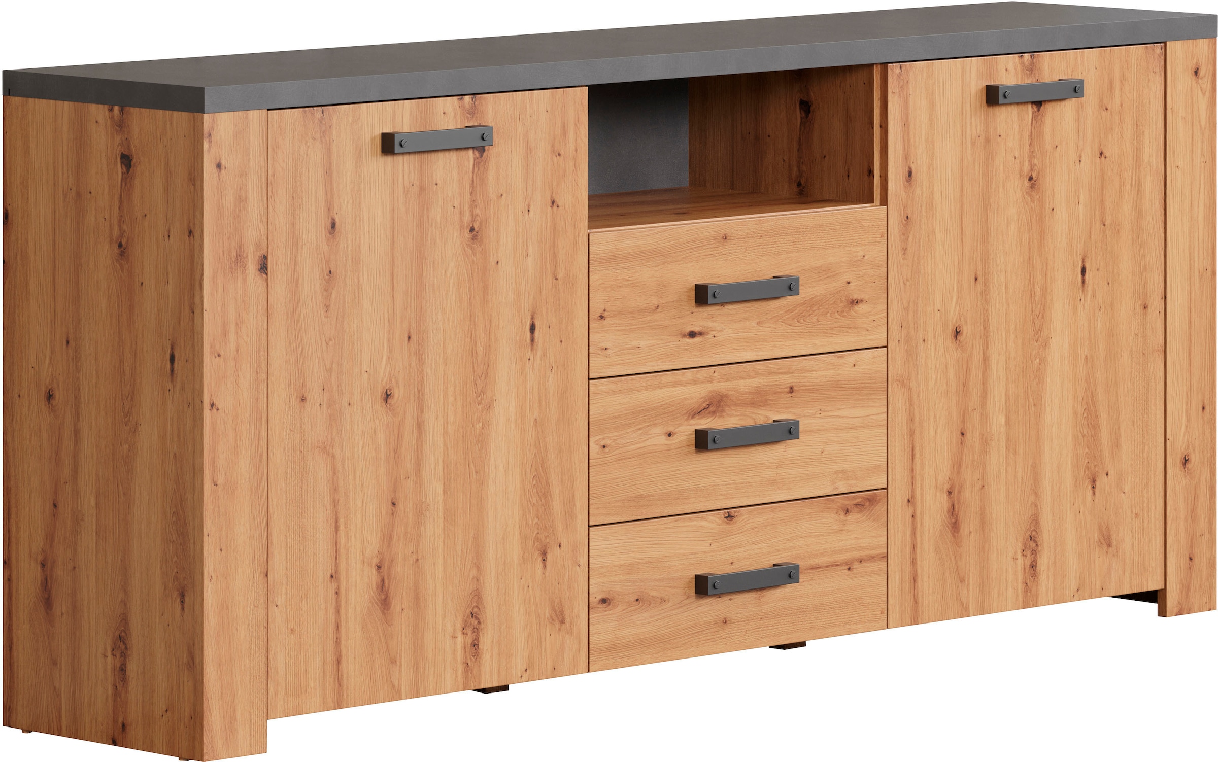 Home affaire Sideboard »Ambres«, (1 St.), Kommode Echtholzoptik, Masse BxH: 180x83 cm, Eiche