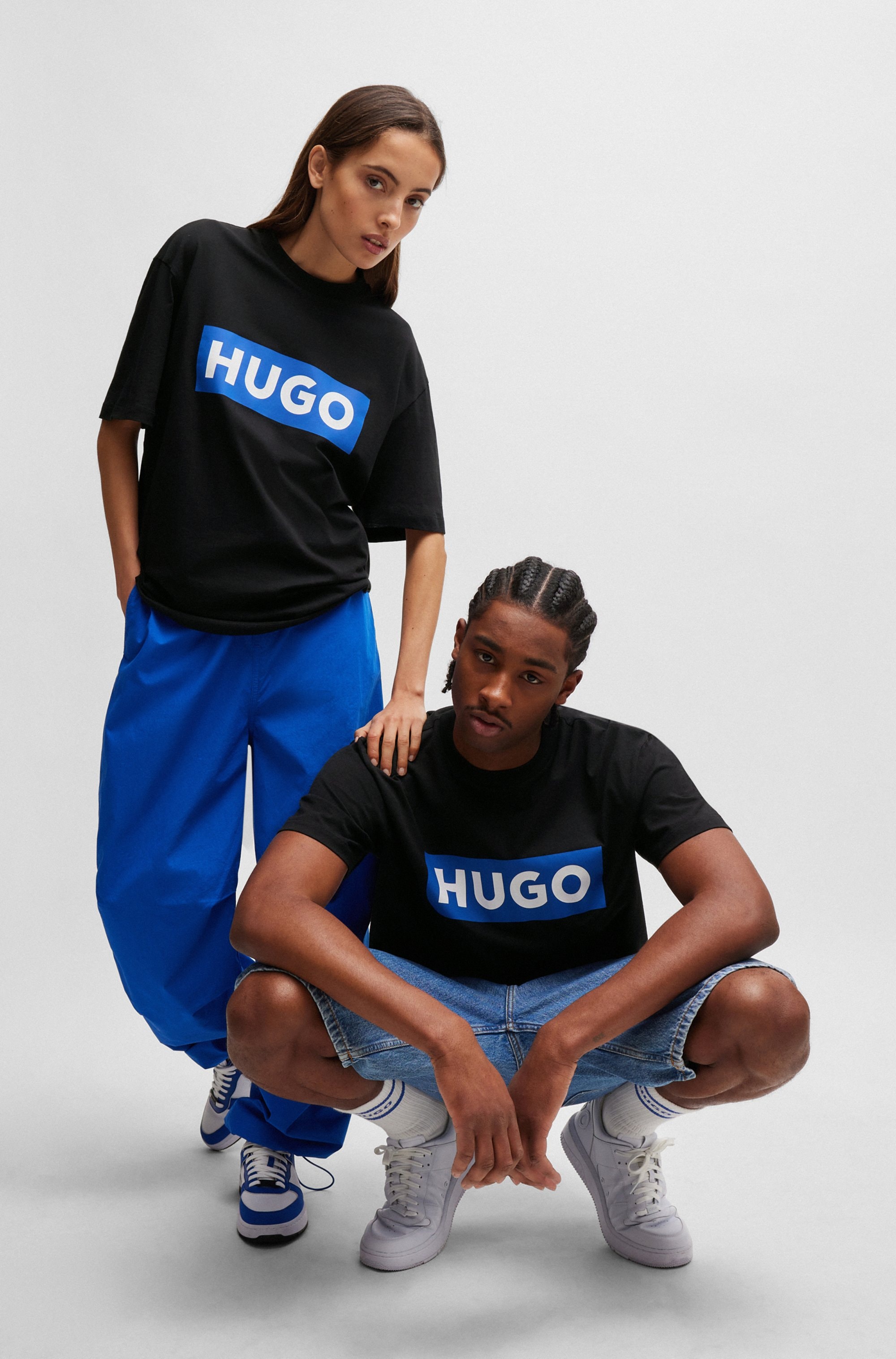 HUGO Blue T-Shirt »Nico«, mit grossem Logo-Print, Unisex