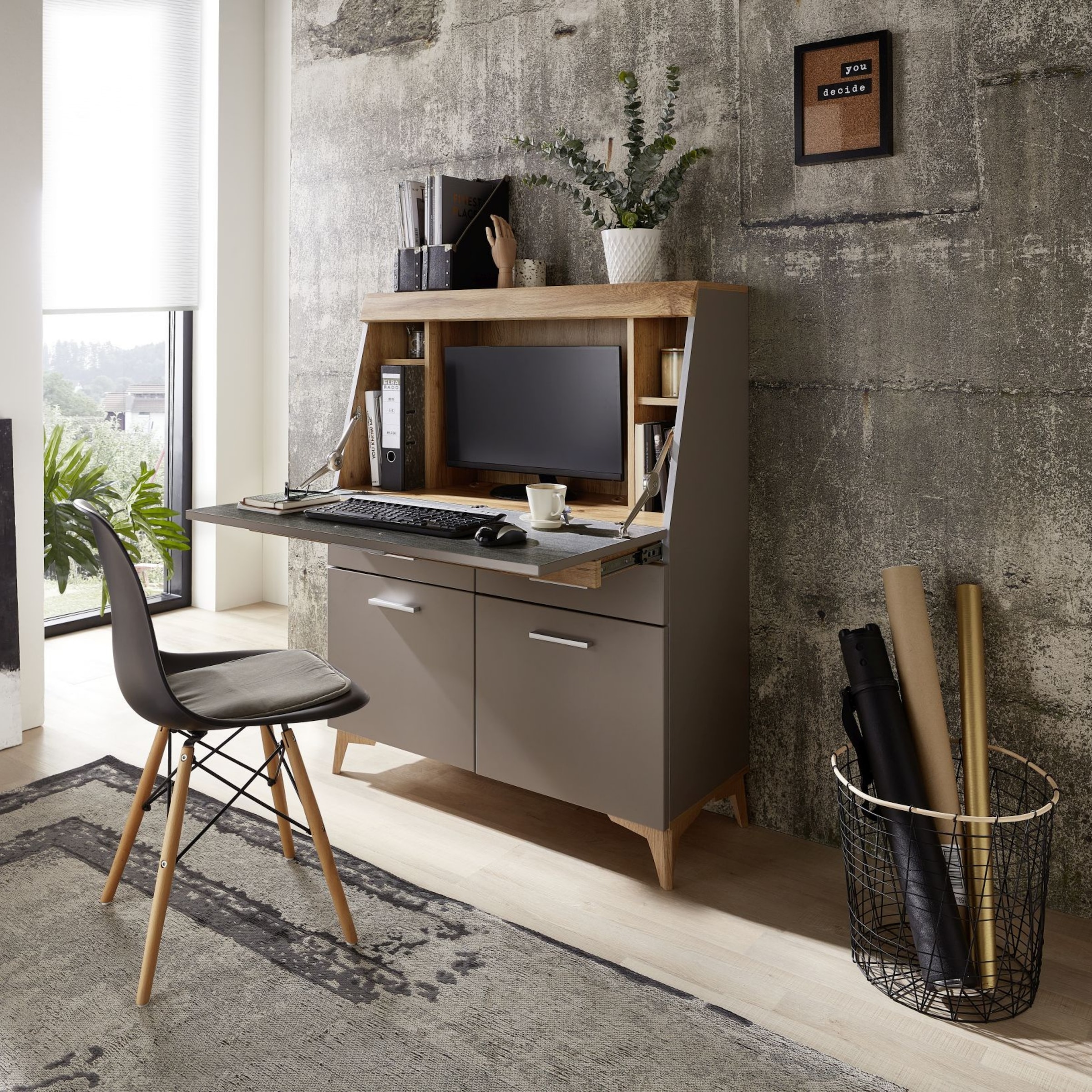 Innostyle Sekretär »SECRET« Stauraumschrank, mit Monitor-/Laptopfach, Soft-Close, Breite 98 cm