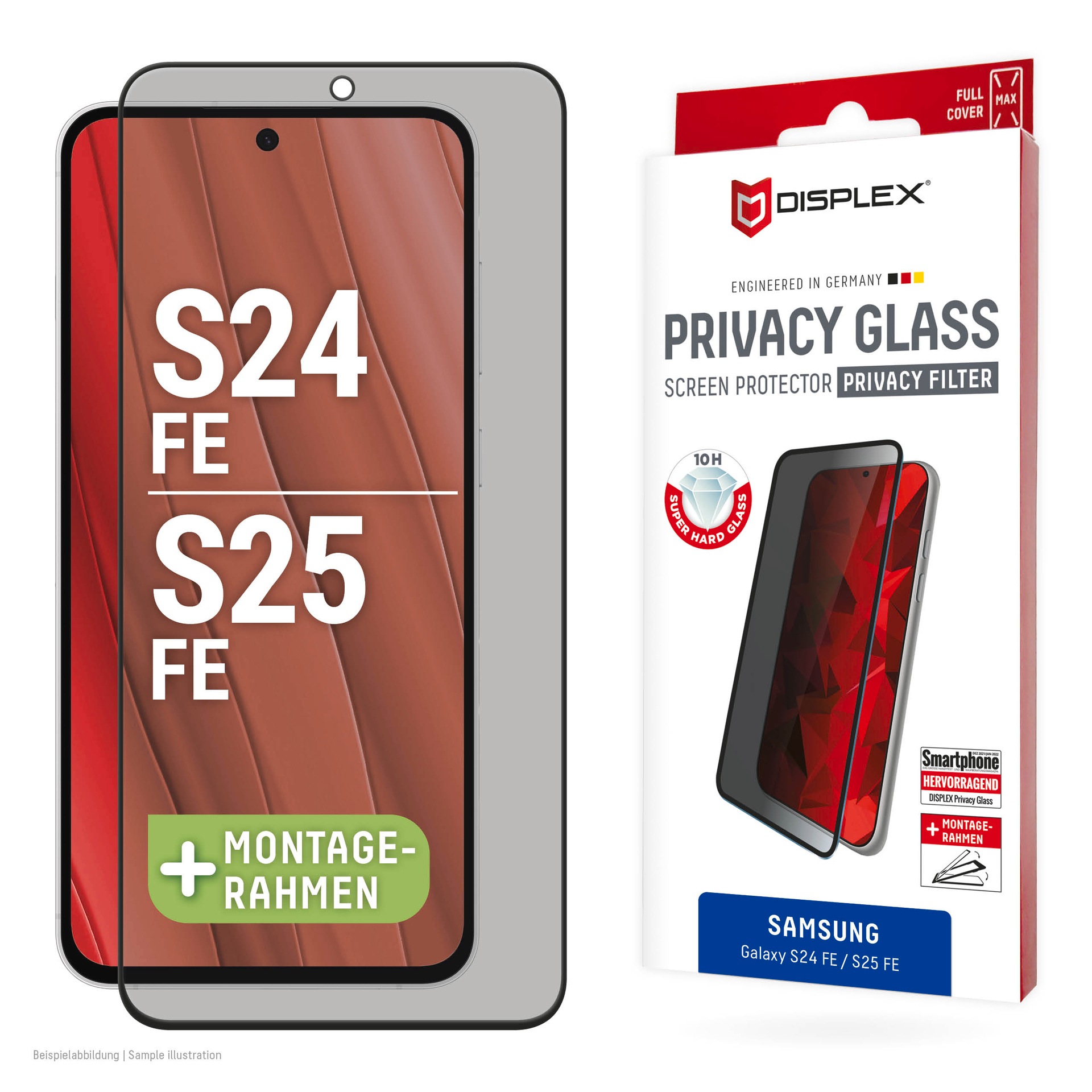 Image of Displex Displayschutzglas "Privacy Glass Screen Protector" für Samsung Galaxy S24 FE;Samsung Galaxy S25 FE Blickschutzfolie, Schutzfolie, Bildschirmschutz, kratz- & stossfest