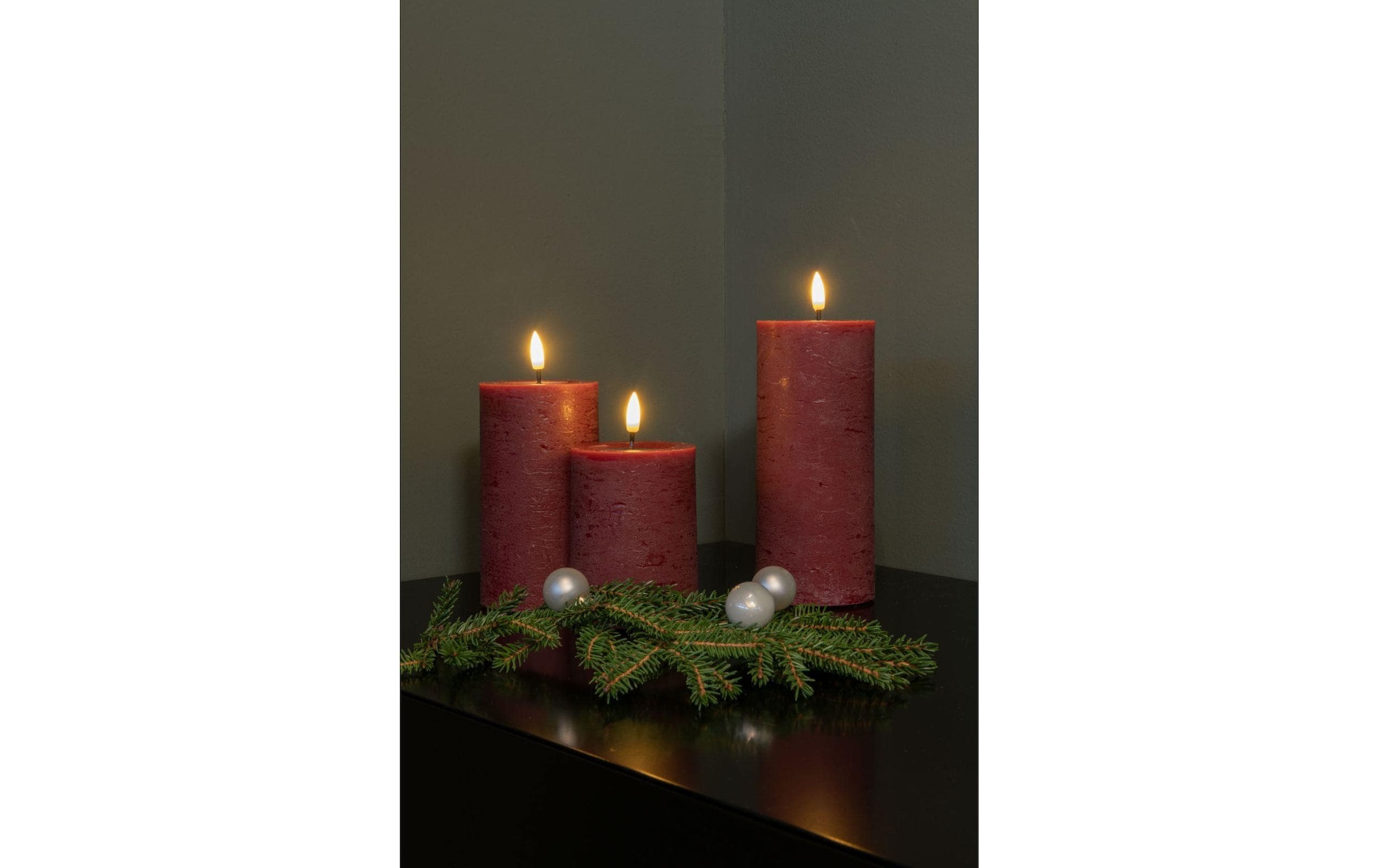 STT LED-Kerze »Flat Candle Set, bordeaux, Wachs«