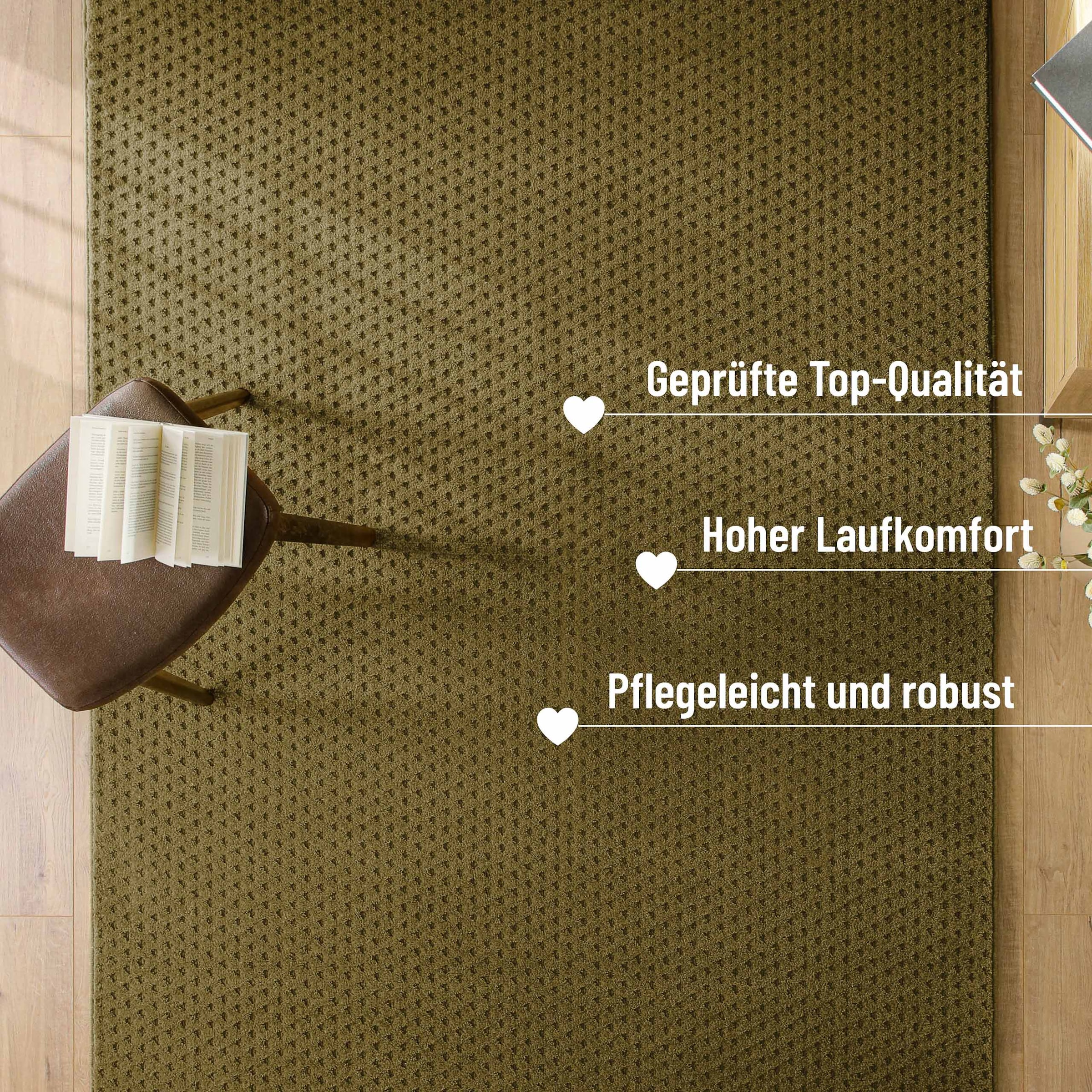 Wecon home Tapis »Castello THREE« Rectangulaire 7 mm Höhe Laine vierge, poil ras avec effet relief, salon, motif à points