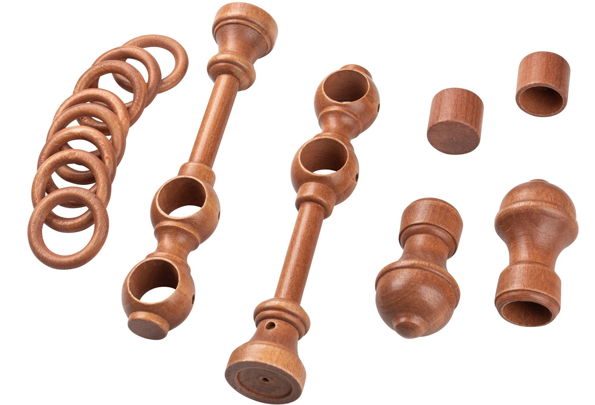 SN DECO GROUP Gardinenstange »Ares«, 2 läufig-läufig, Fixmass, 28 mm, Holz, verschiedene Längen und Farben, Komplettset