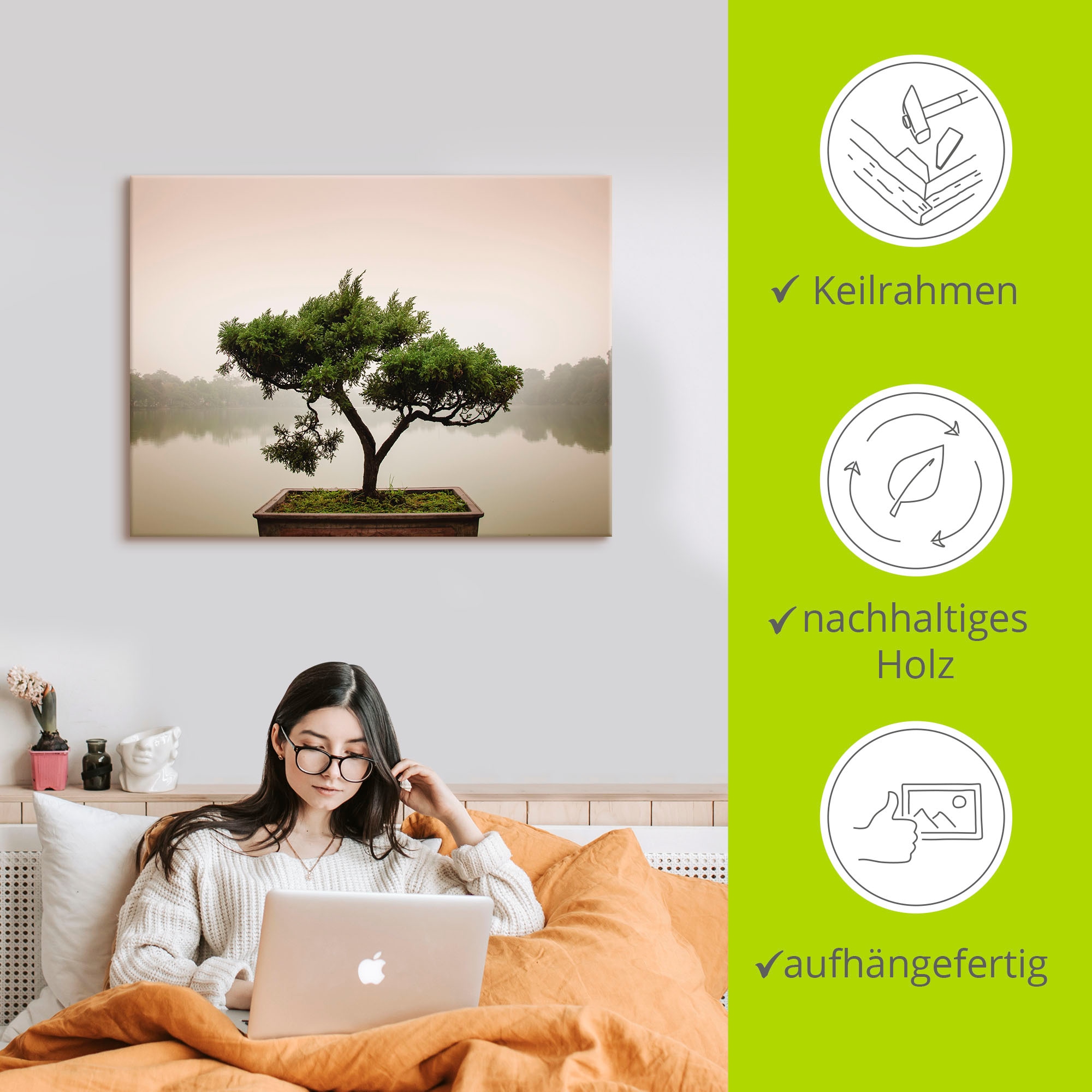 Artland Wandbild »Chinesischer Bonsaibaum«, Bäume, (1 St.), als Alubild, Outdoorbild, Leinwandbild, Poster, Wandaufkleber