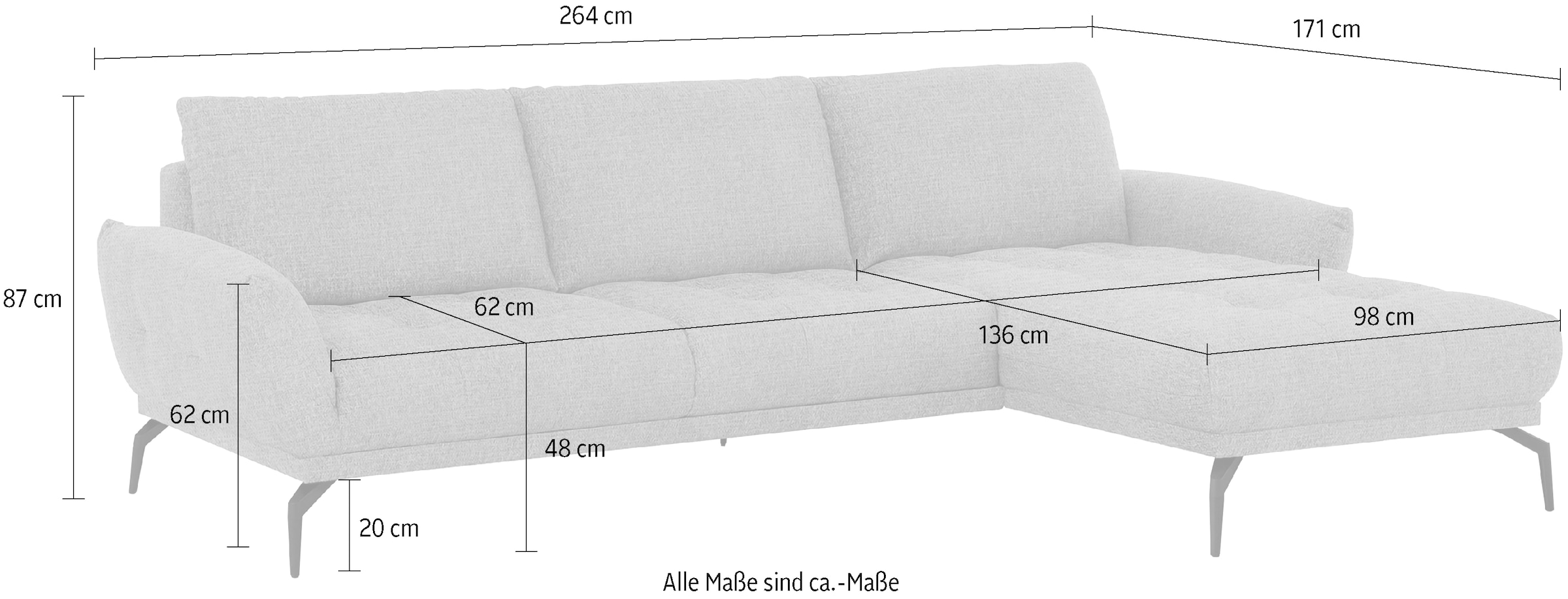 exxpo - sofa fashion Ecksofa »NICEA, erstklassiger Komfort, tolle Details, Holzsockel in eiche geölt«, In hochwertiger Verarbeitung und ergonomische Sitzposition