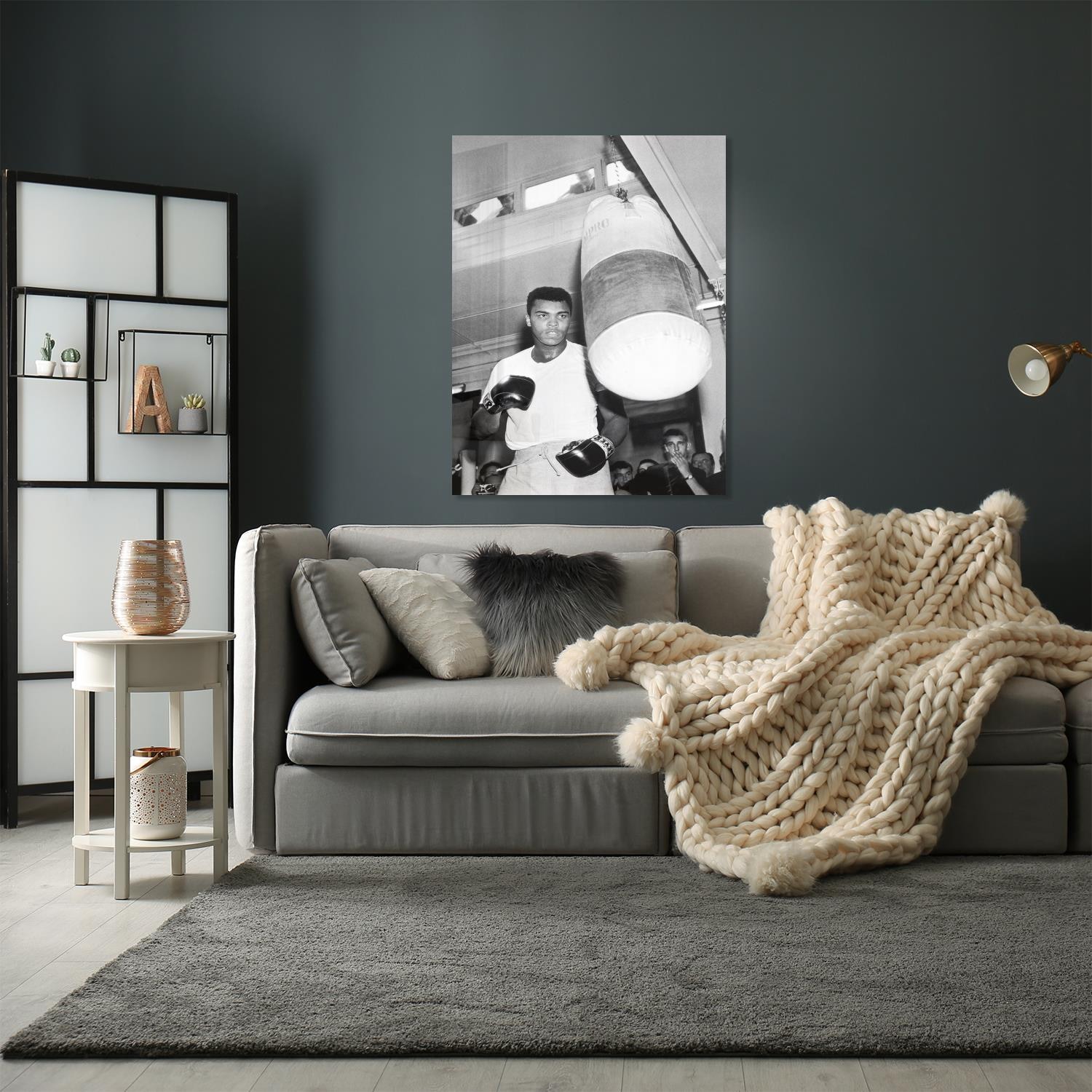 Image of queence Acrylglasbild "The Fight" Film Filmfiguren Filmszene Foto Mann Schwarz-Weiss Stars Fine Art-Print in Galeriequalität