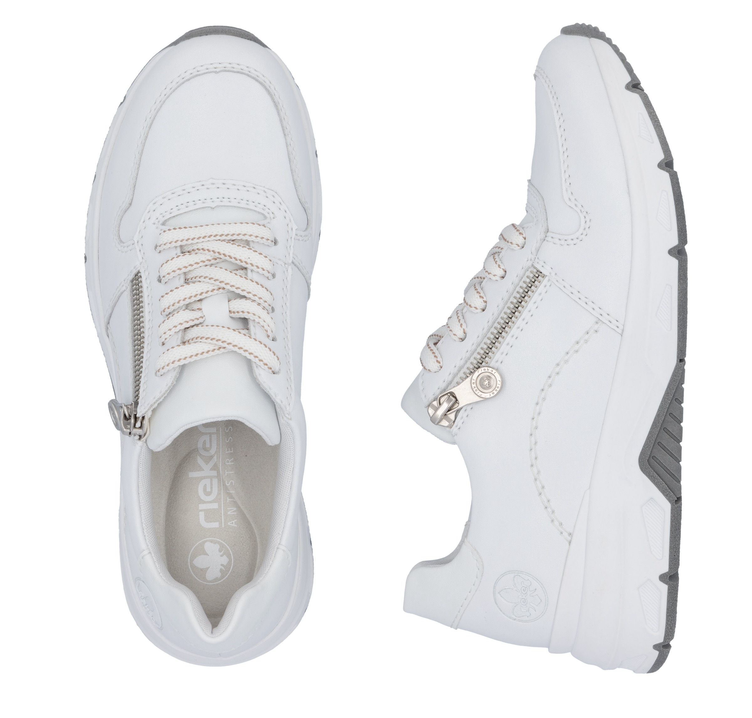 Rieker Sneaker, mit seitlichem Reissverschluss, Freizeitschuh, Halbschuh, Schnürschuh