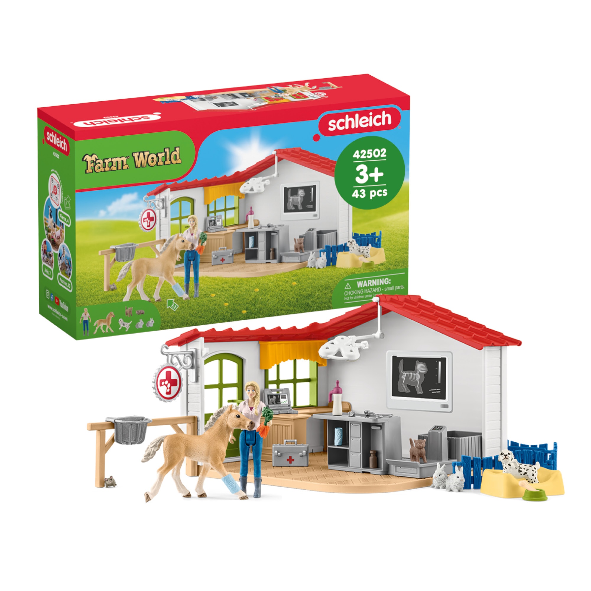 Image of Schleich Spielwelt "FARM WORLD, Tierarzt-Praxis mit Haustieren (42502)" Made in Europe