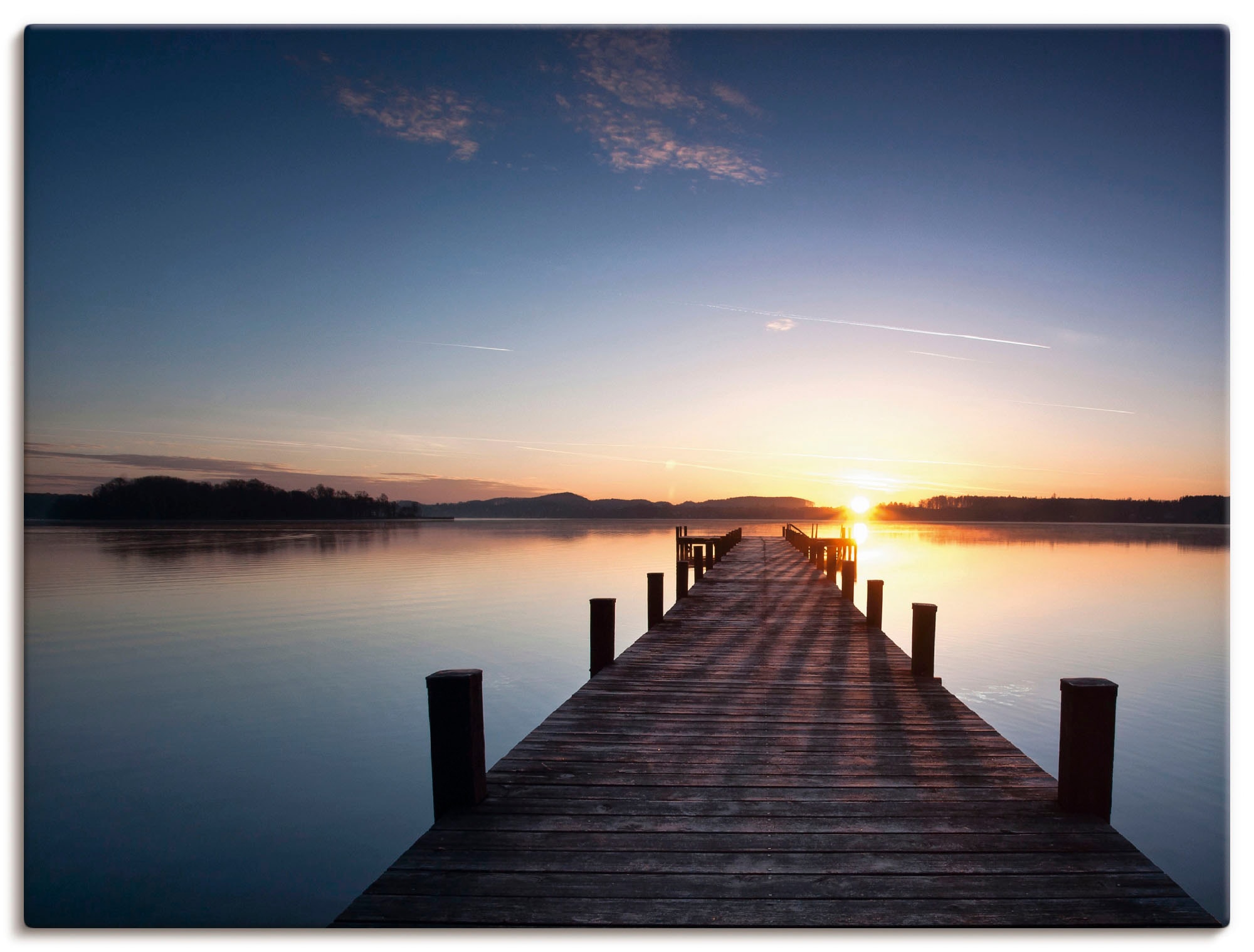 Image of Artland Leinwandbild "Sonnenstrahlen - Sonnenuntergang" Gewässer 1 Stk. tlg. auf Holzrahmen gespannt