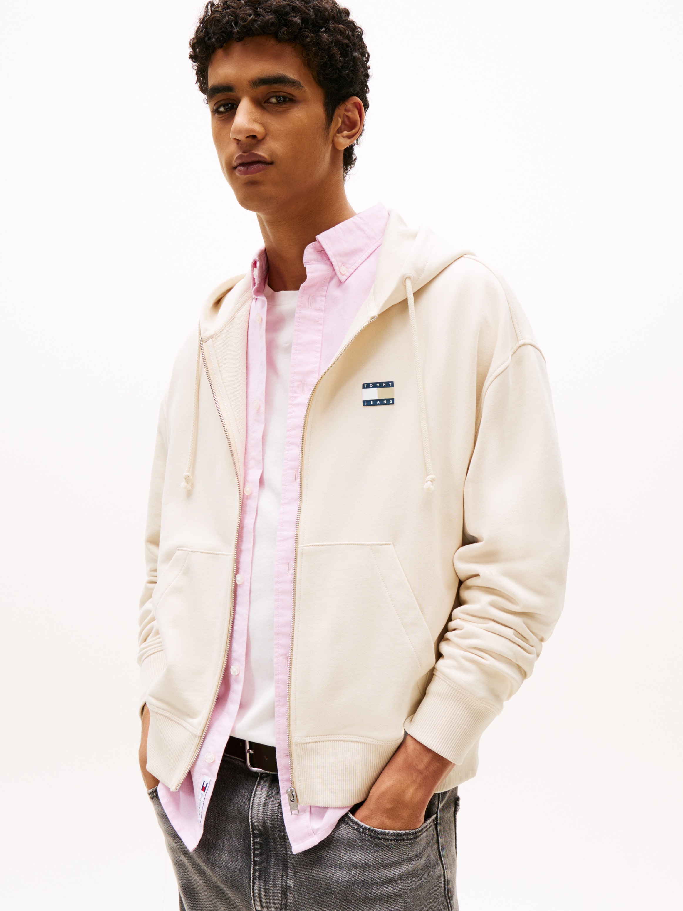 Image of Tommy Jeans Kapuzensweatjacke "TJM CRP NEW CLASSICS ZIP THR" Mit Rundhalsausschnitt