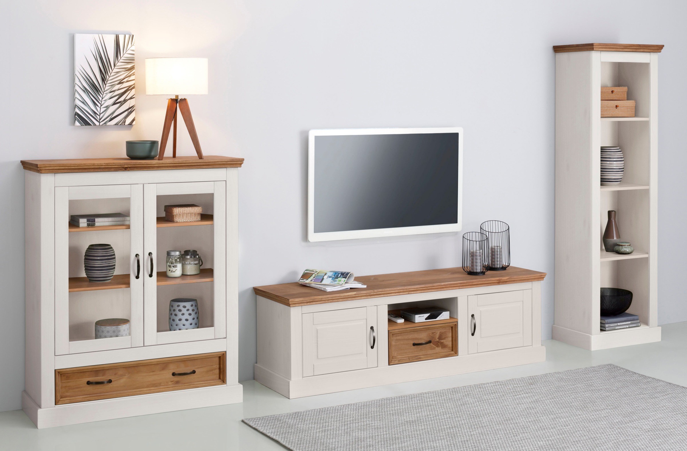 Home affaire Stauraumregal »Selma« 1 Stk. tlg. Kiefernholz, feste und verstellbare Böden, Breite 55 cm, Höhe 180 cm