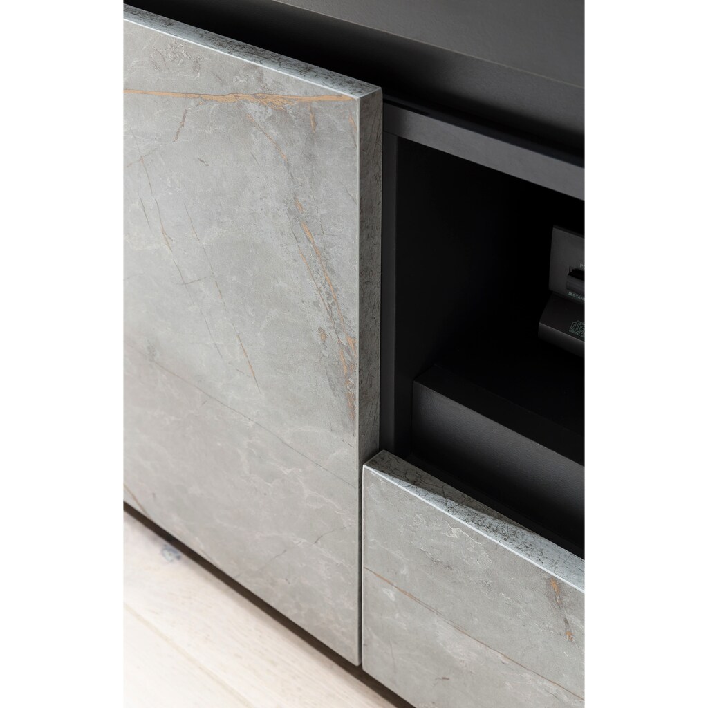 Home affaire Lowboard »Stone Marble«, mit einem edlen Marmor-Optik Dekor, Breite 180 cm