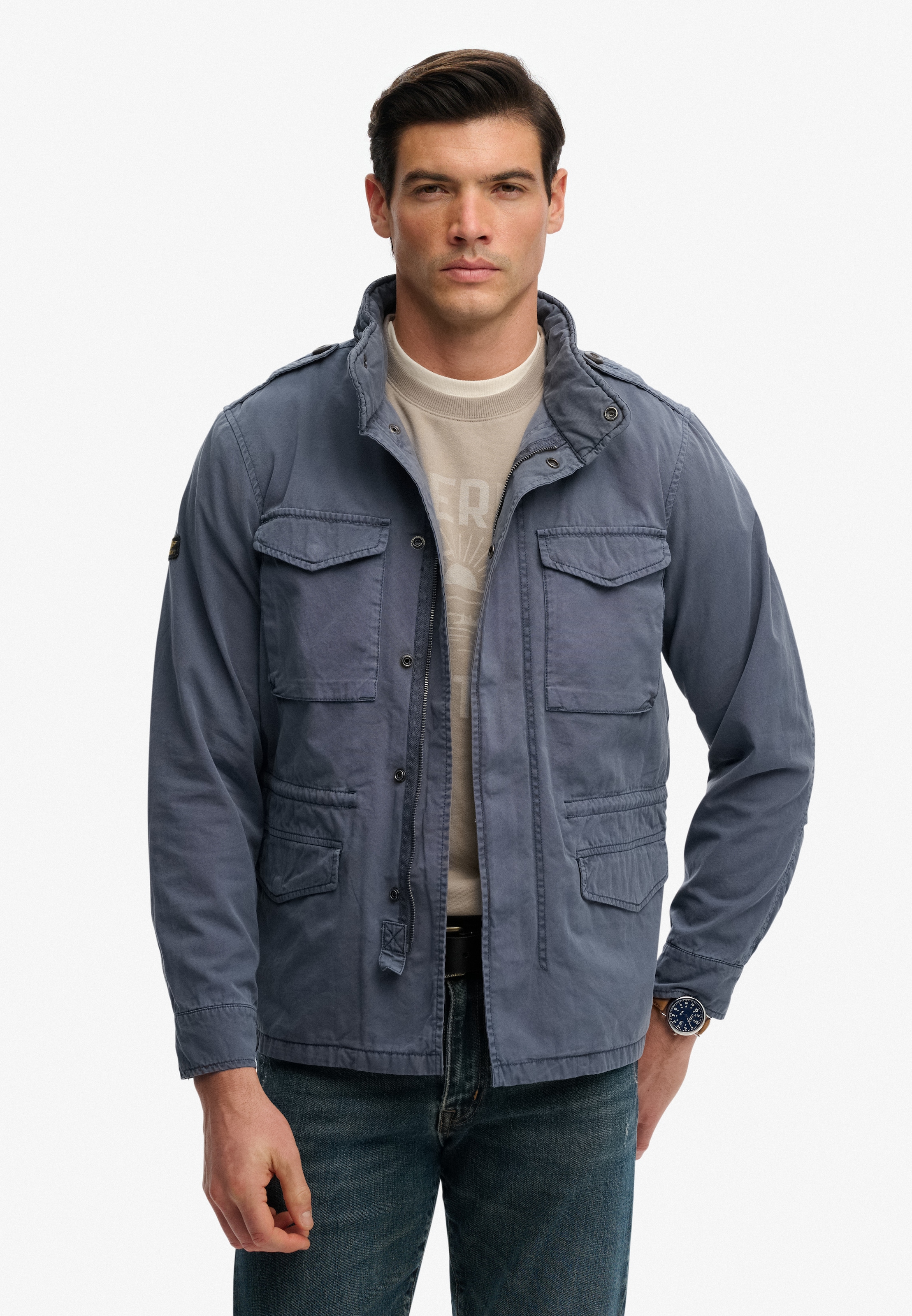 Superdry Parka »COTTON M65 JACKET« sans capuche avec étiquette de marque, en coton, Regular Fit, longueur normale