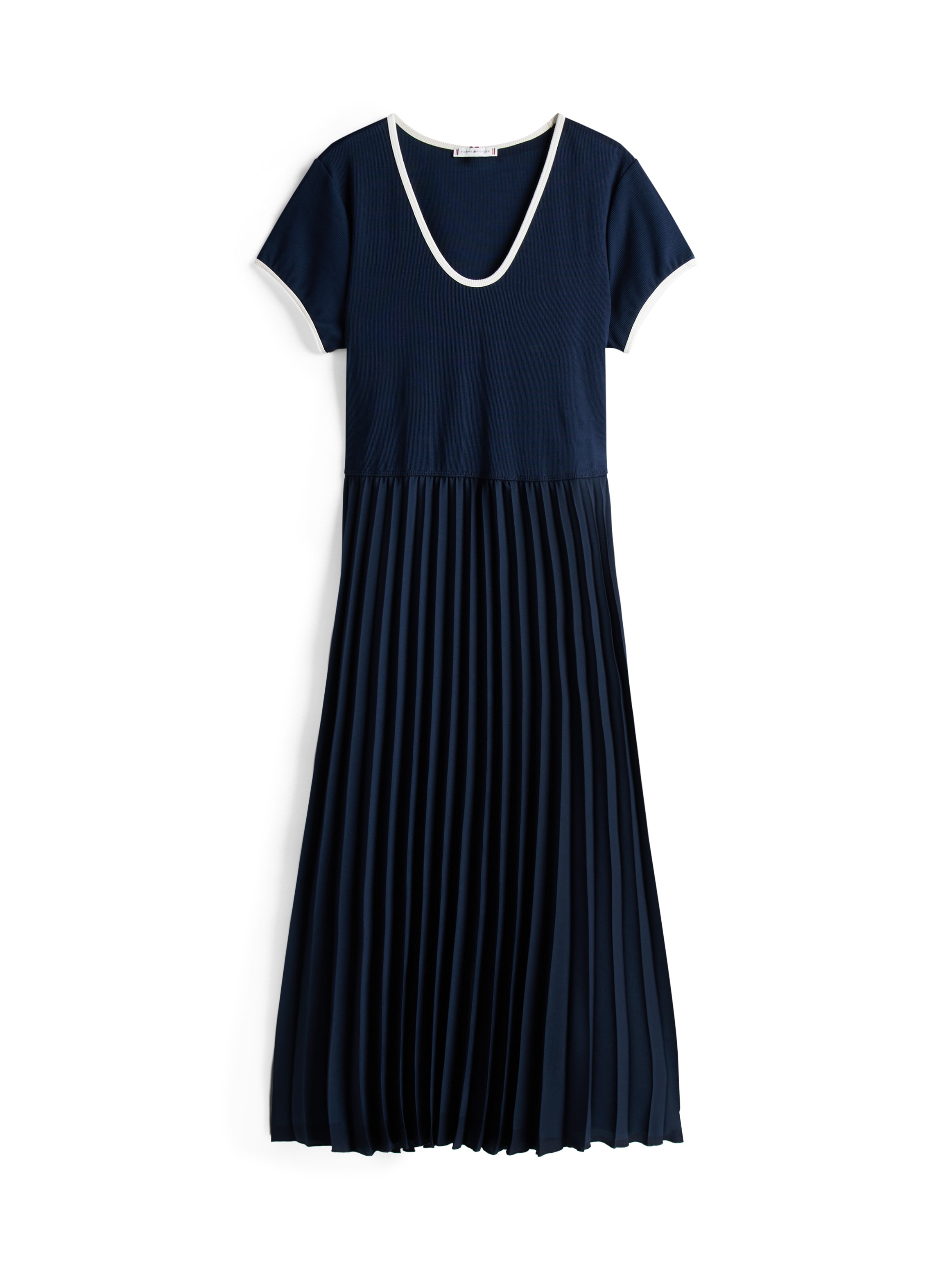 Tommy Hilfiger Curve Blusenkleid »CRV CONTRAST SOFT V-NK DRESS«, in Grossen Grössen, mit tiefem Rundausschnitt