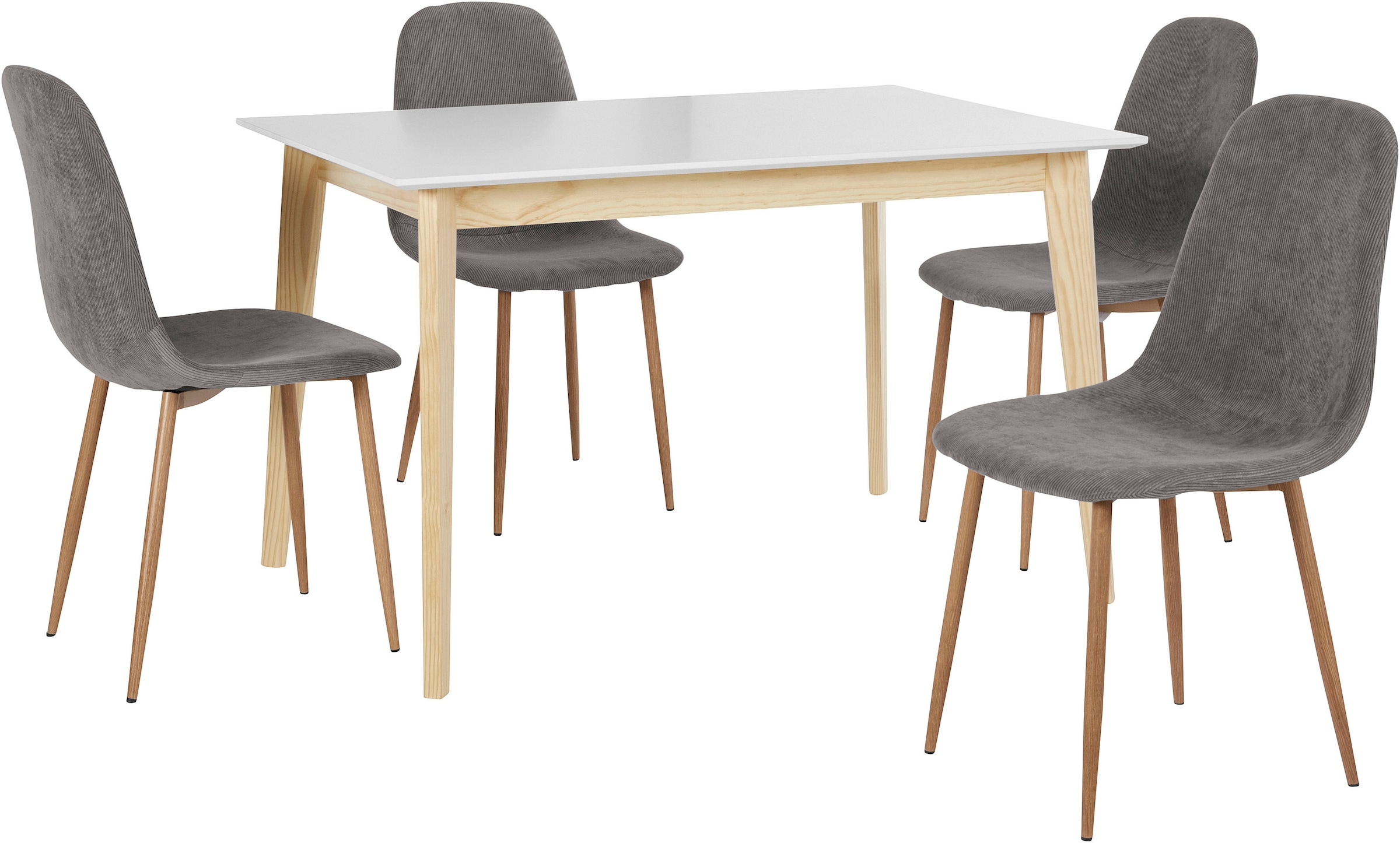 Homexperts Essgruppe »Kaitlin Tischgruppe«, 5 Stühlen) cm kaufen tlg., (Set, aus bestehend Esstisch Breite »Kailtin« und 4 120 bequem