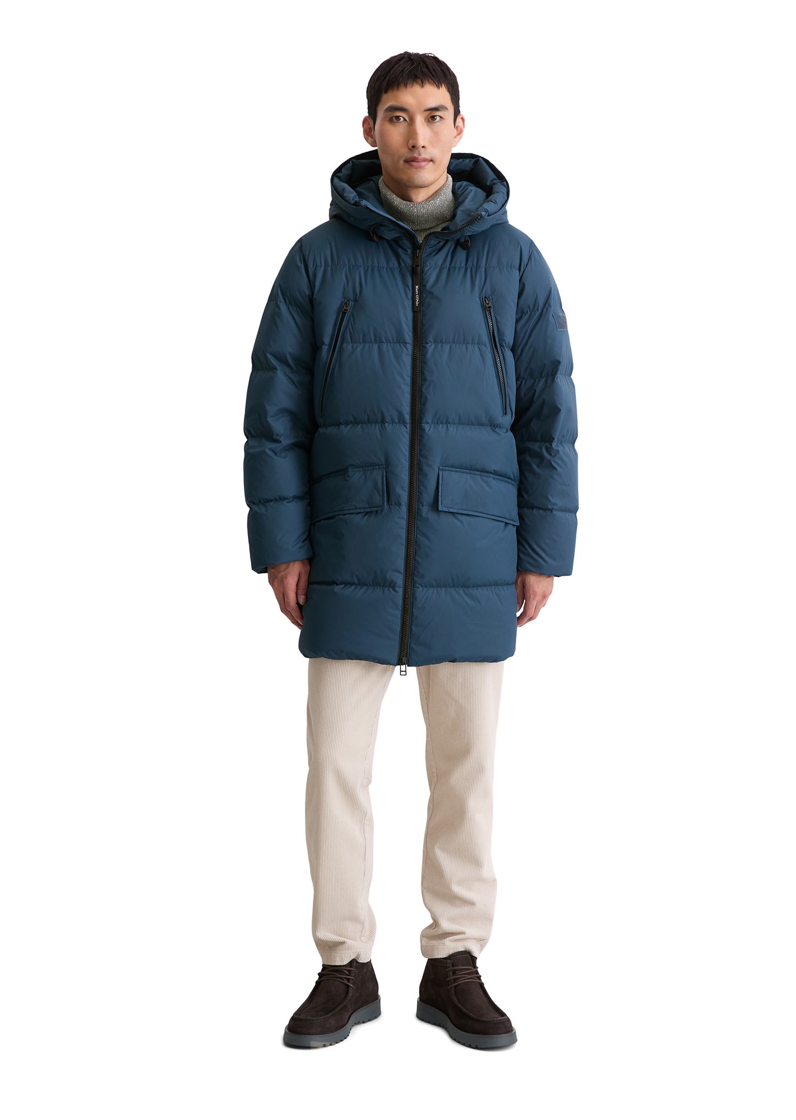 Marc O'Polo Daunenjacke, mit Kapuze, Pufferjacke, regular fit, eingesetzte, elastische Ärmelabschlüsse