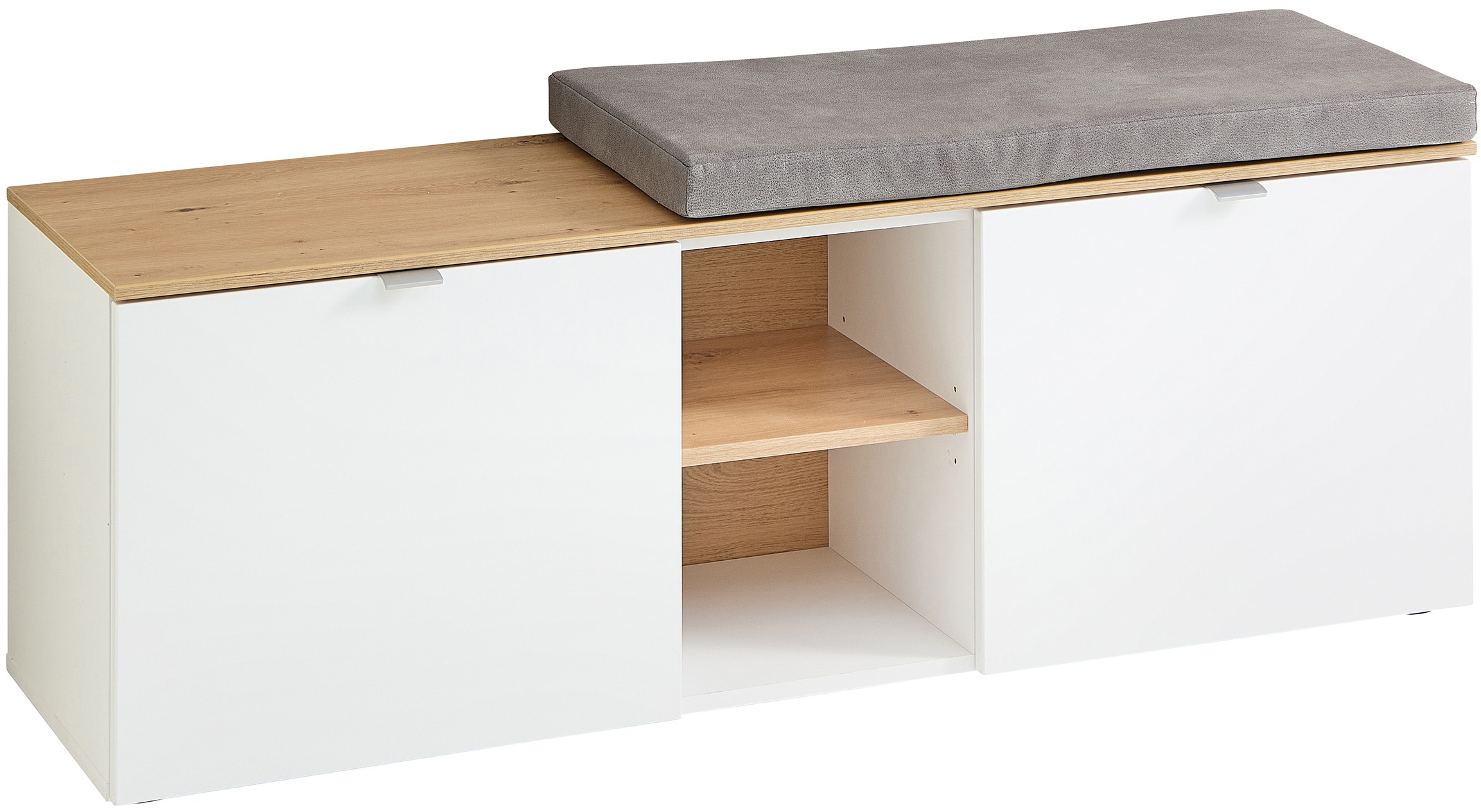Innostyle Armoire à chaussures »Bari Schuhbank inkl. Sitzkissen, BxHxT 128x50x38 cm« 1 cuis tlg. 2 portes, 6 compartiments, fermeture douce, protection d’angle ABS