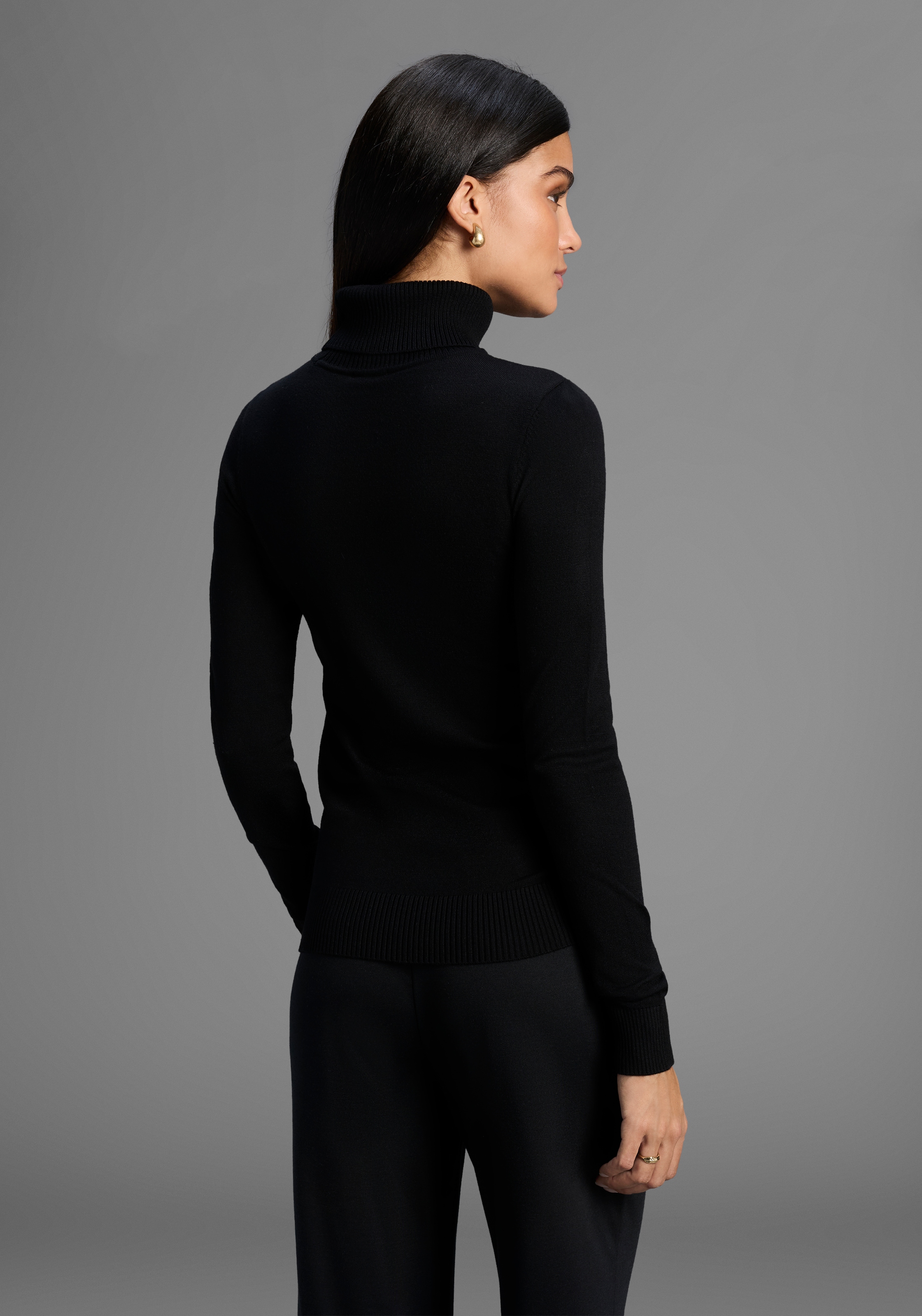 Bruno Banani Pull à col montant in grafischem Strickmuster - NEUE KOLLEKTION