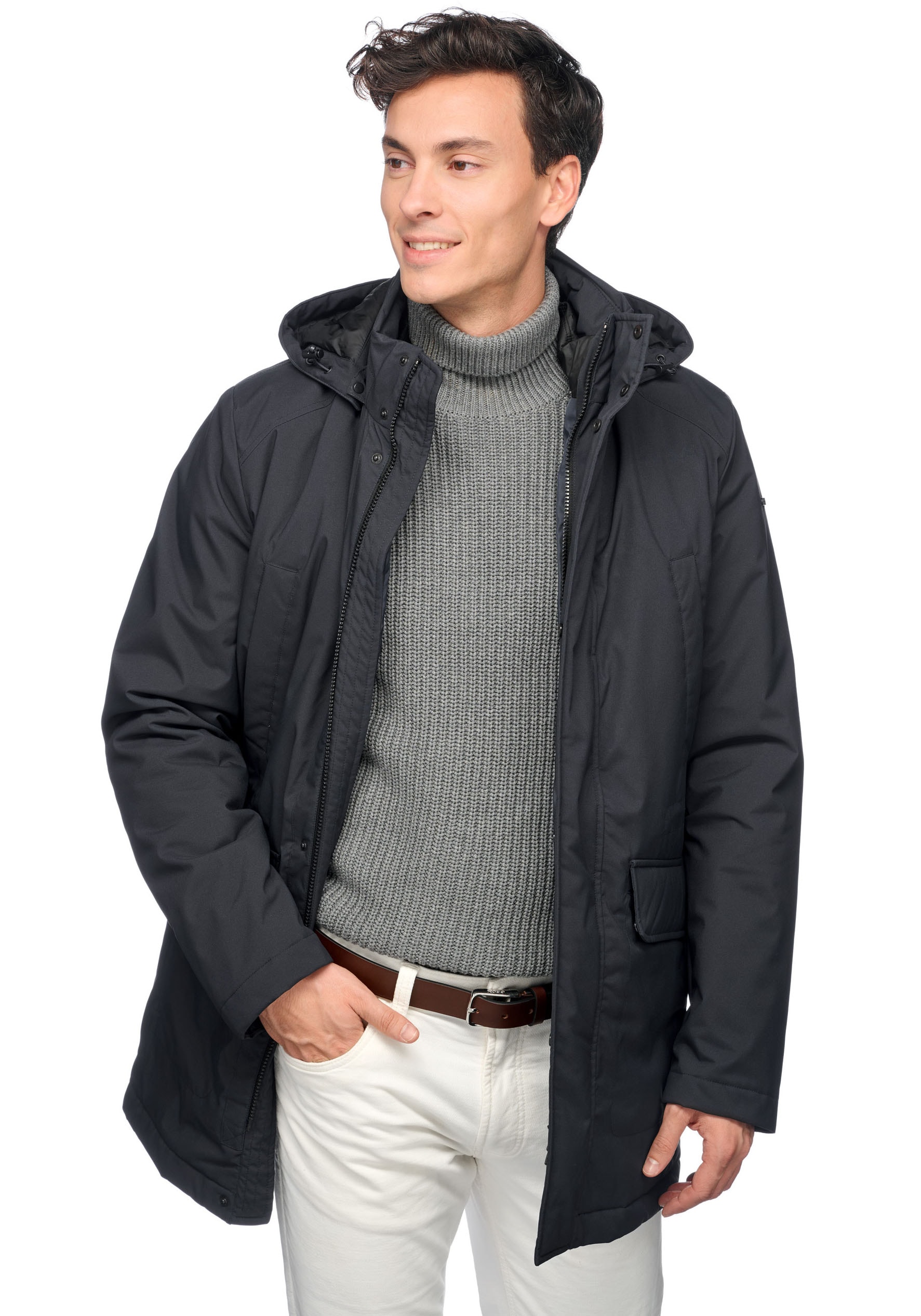 Geox Parka »ANDALO«, mit Kapuze, mit verdecktem Reissverschluss, abnehmbare Kapuze, viele Taschen