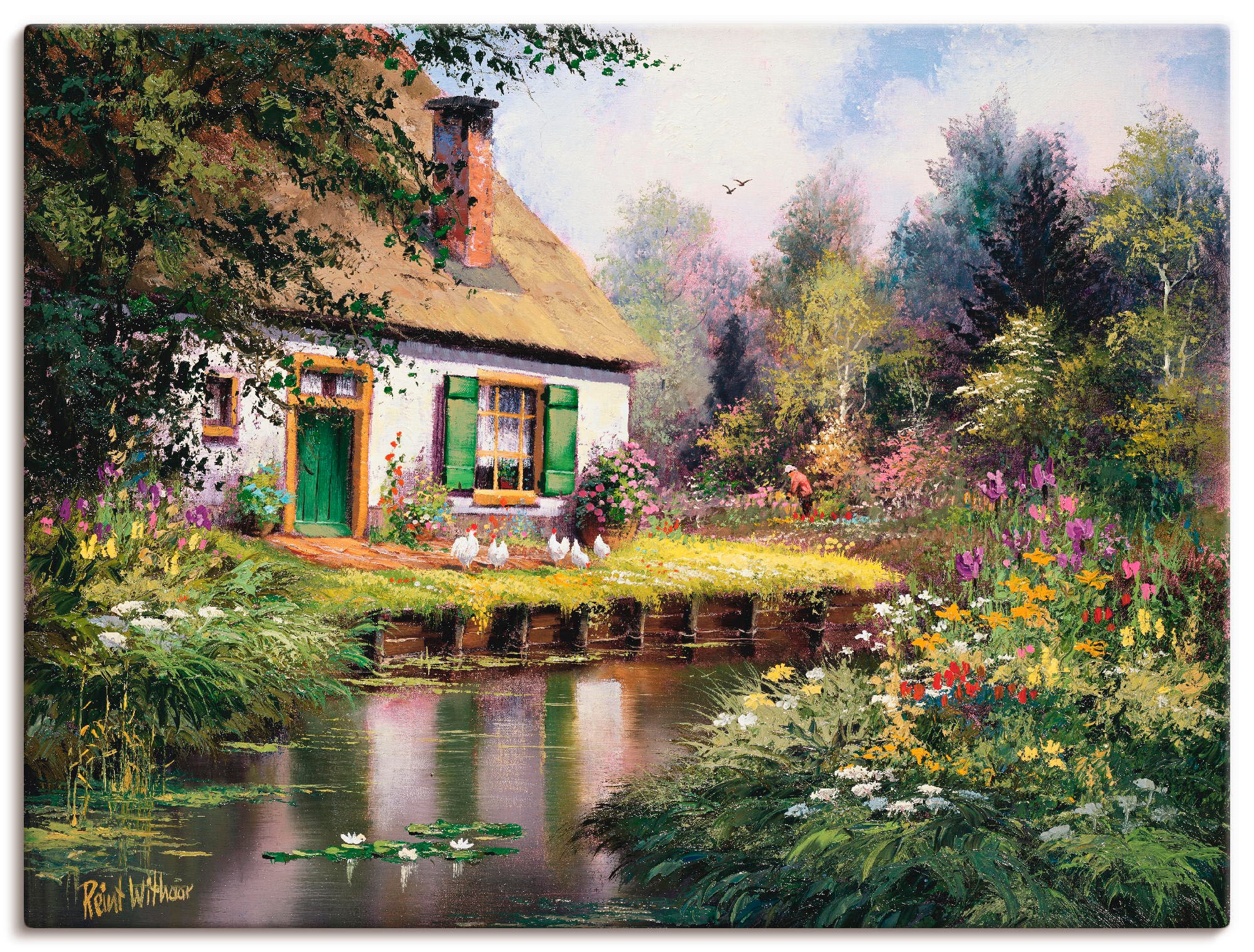 Image of Artland Leinwandbild "Am Bach" Garten 1 Stk. tlg. auf Holzrahmen gespannt
