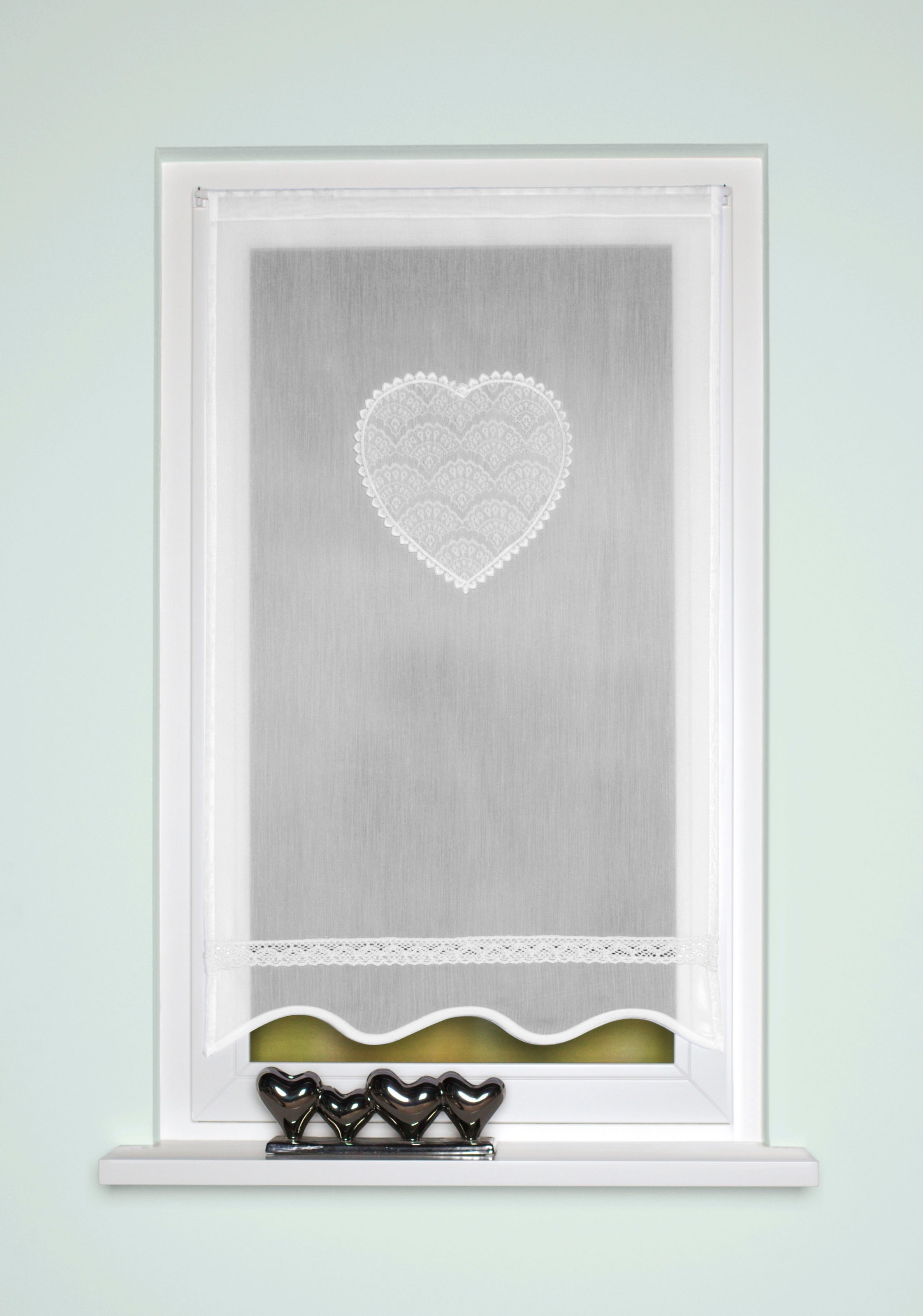Image of HOME WOHNIDEEN Türvorhang "CORAZON" Stangendurchzug 1 Stk. tlg. Tür-und Fensterbehang, Batist, bestickt