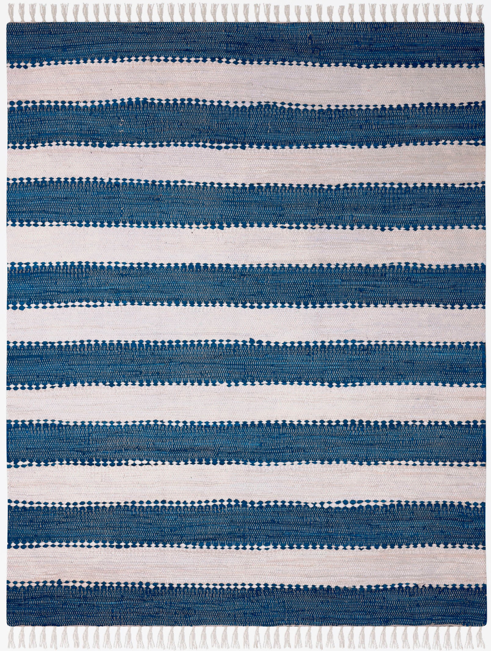 Myflair Möbel & Accessoires Teppich »Karim« rechteckig 10 mm Höhe Handweb Teppich, gestreift, 90% Baumwolle, handgewebt, mit Fransen