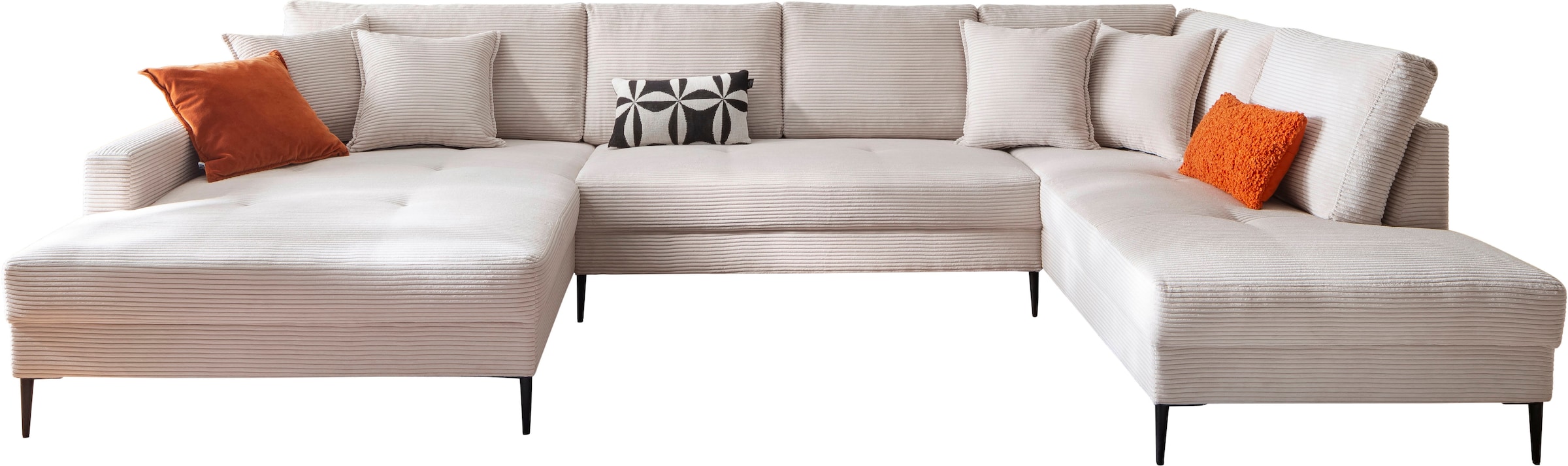 Trends by HG Wohnlandschaft »Summer U-Form«, in Cord-Stoff mit Metallfuss