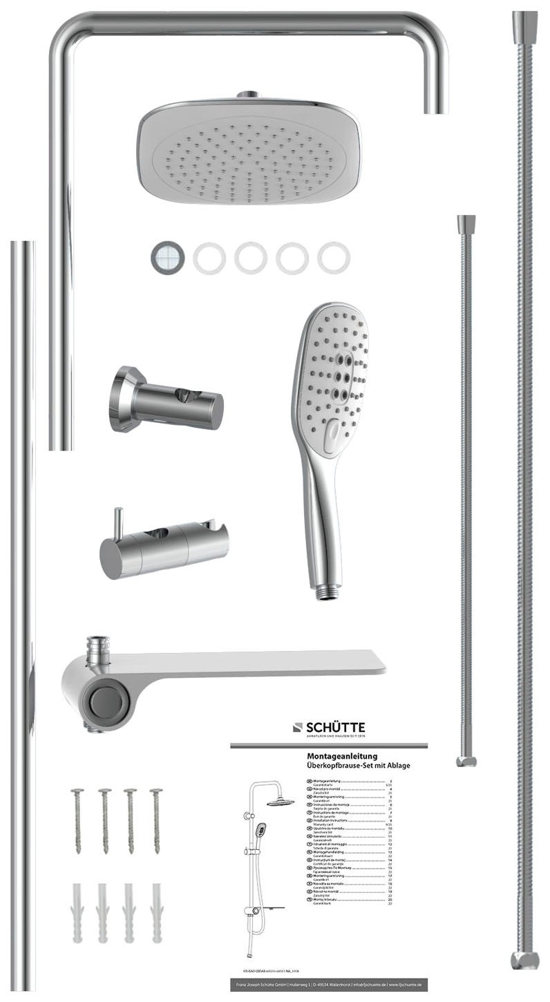 Schütte Brausegarnitur »Aquastar«, Duschsäule Brauseset, mit Ablage, Handbrause mit 3 Funktionen