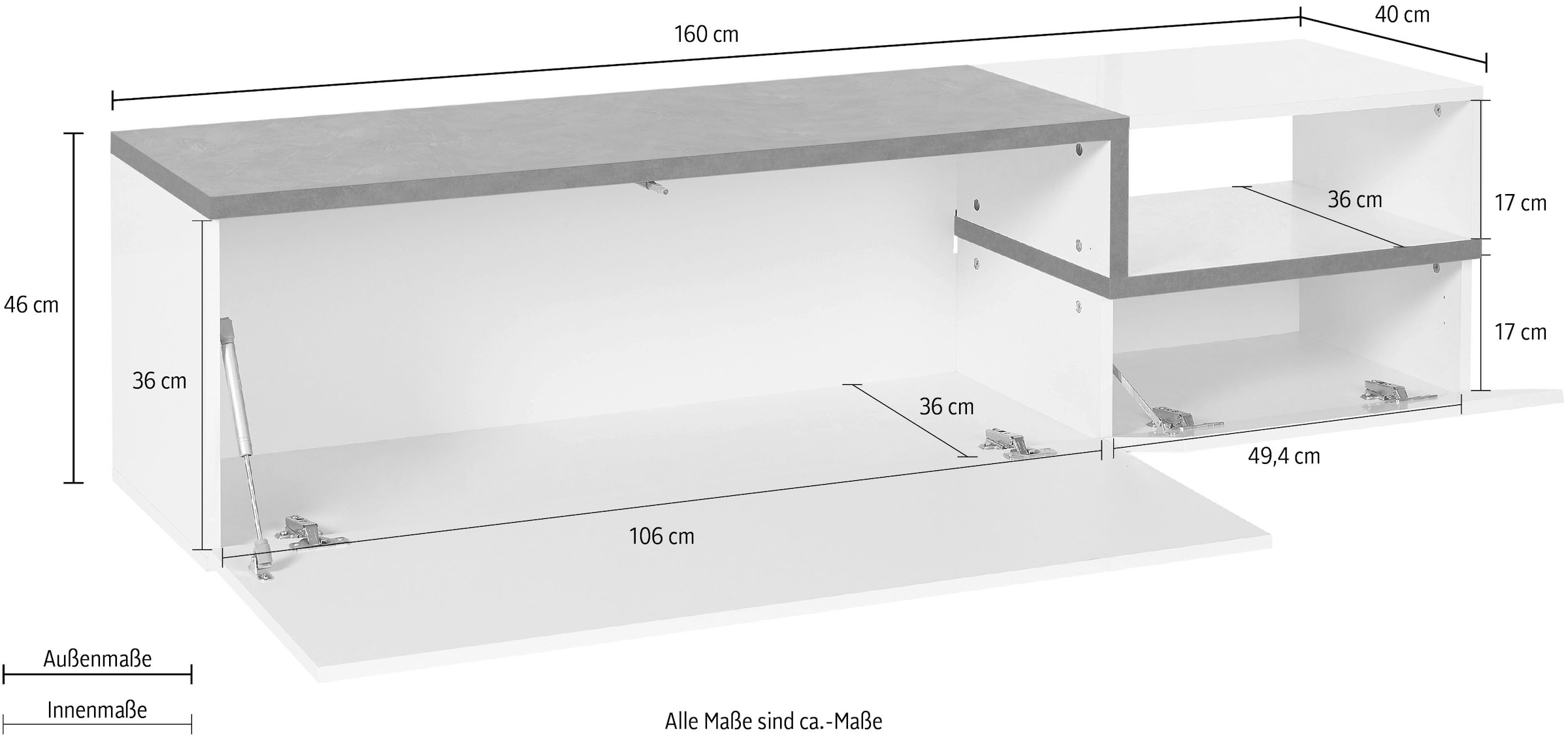 INOSIGN Lowboard »Zet«, Breite 160 cm