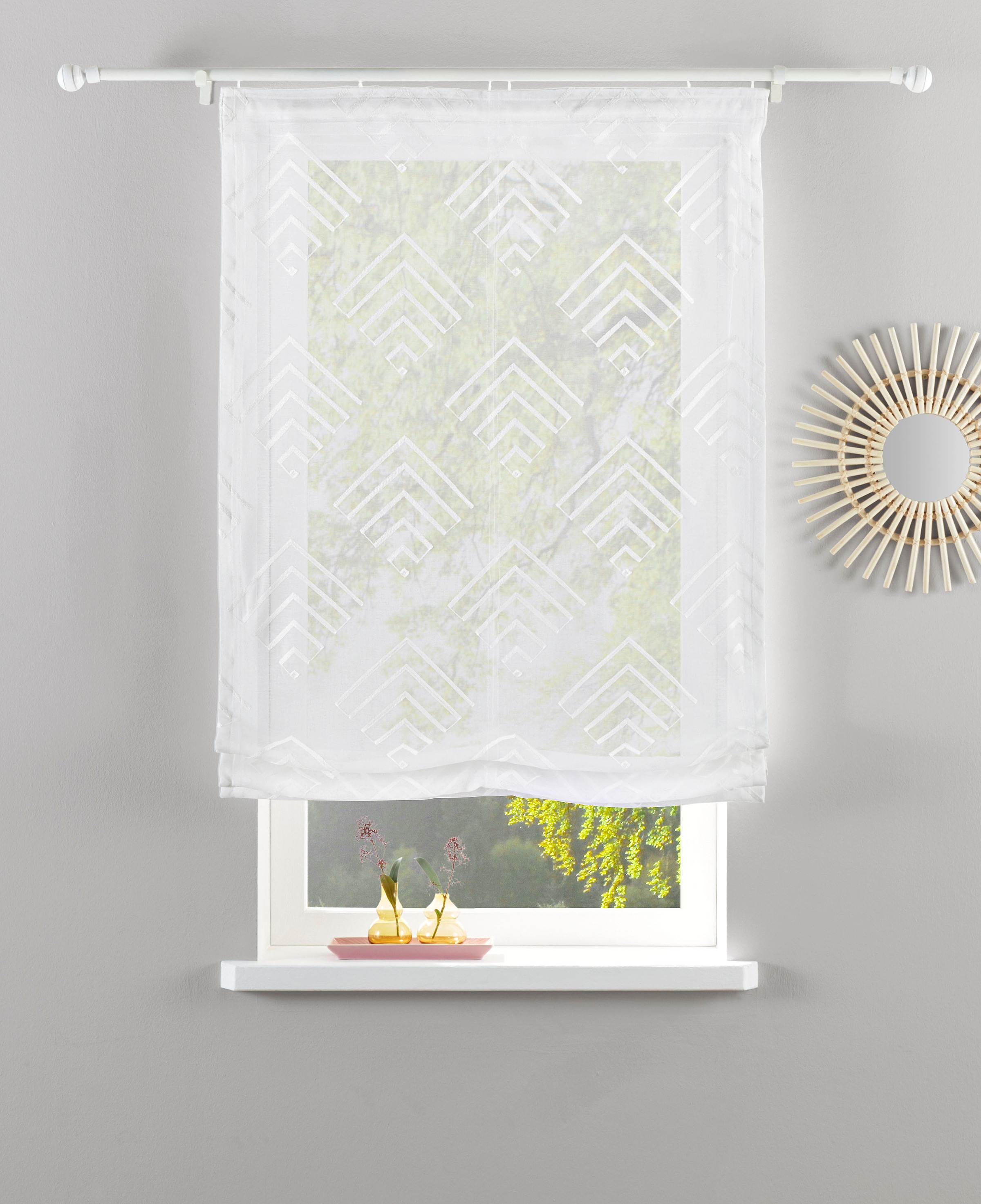 Image of Guido Maria Kretschmer Home&Living Raffrollo »Gordon«, mit Klettband, transparent, gewebt mit Stickerei, monochrom bei Ackermann Versand Schweiz