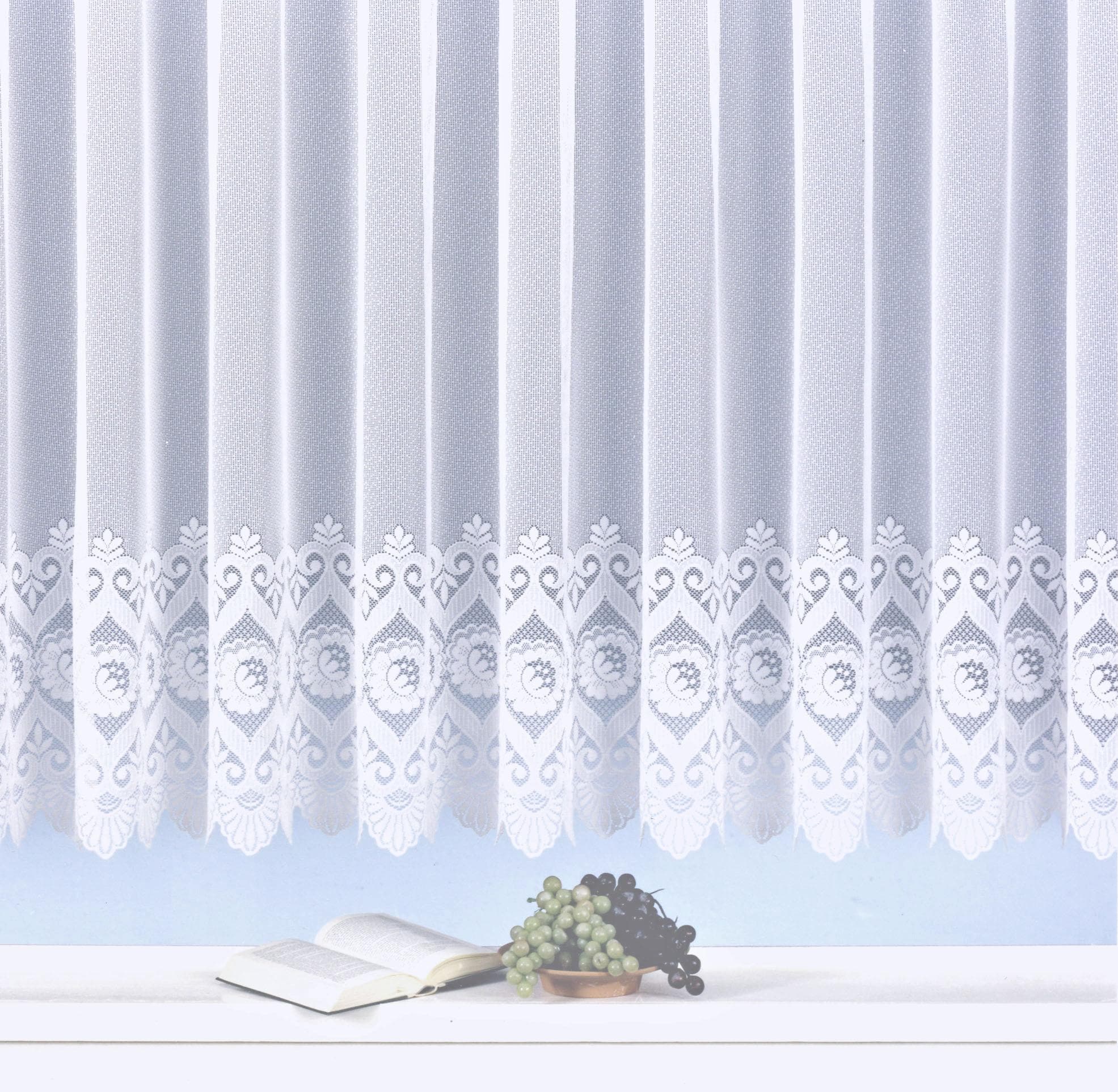 Image of Weckbrodt Gardine "Homburg" Kräuselband 1 Stk. tlg. Jacquard, strukturiert, halbtransparent, Bordüre, Kante, Sockel, Store